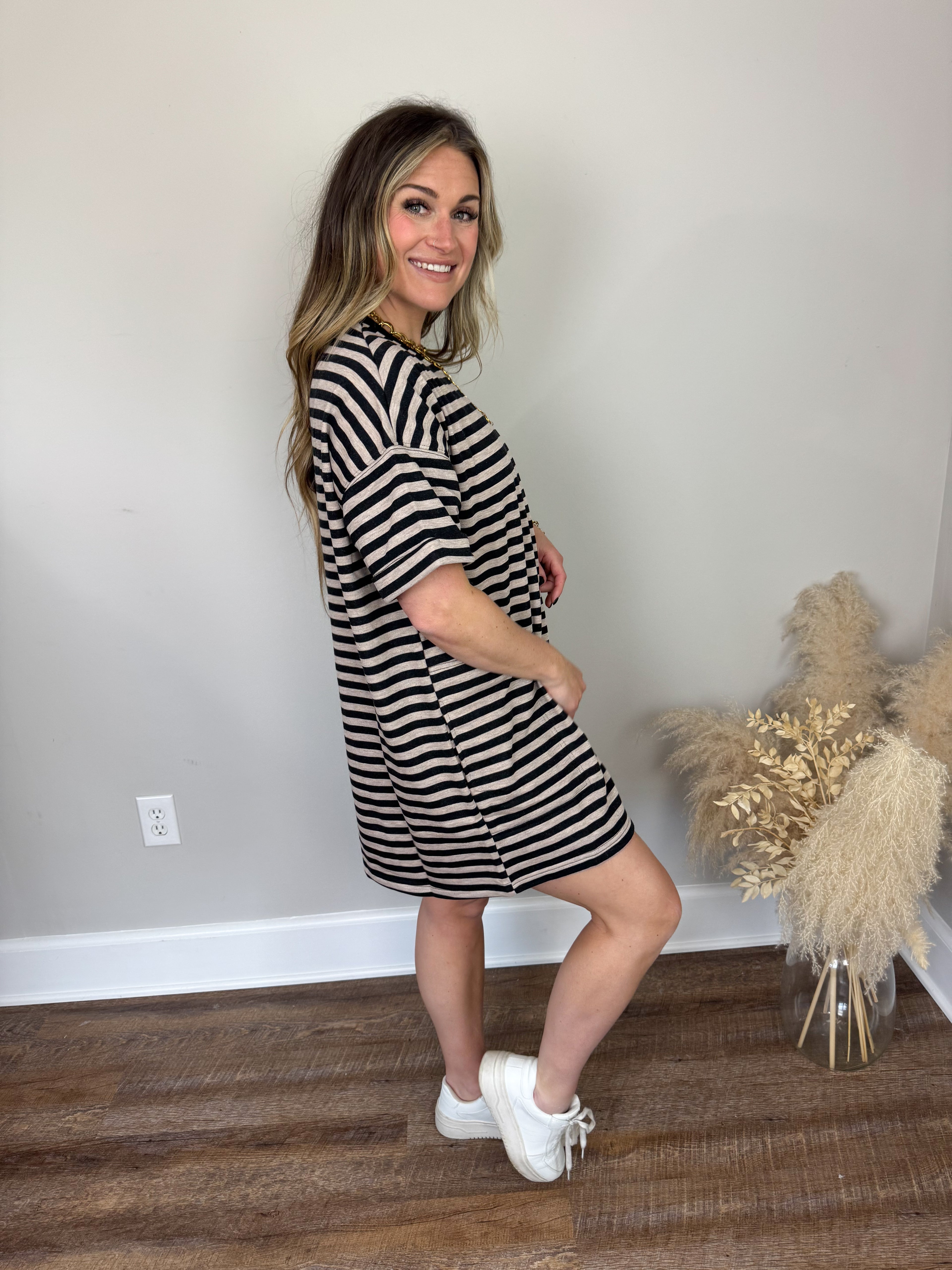 Pink Slush T-Shirt Dress | Oatmeal