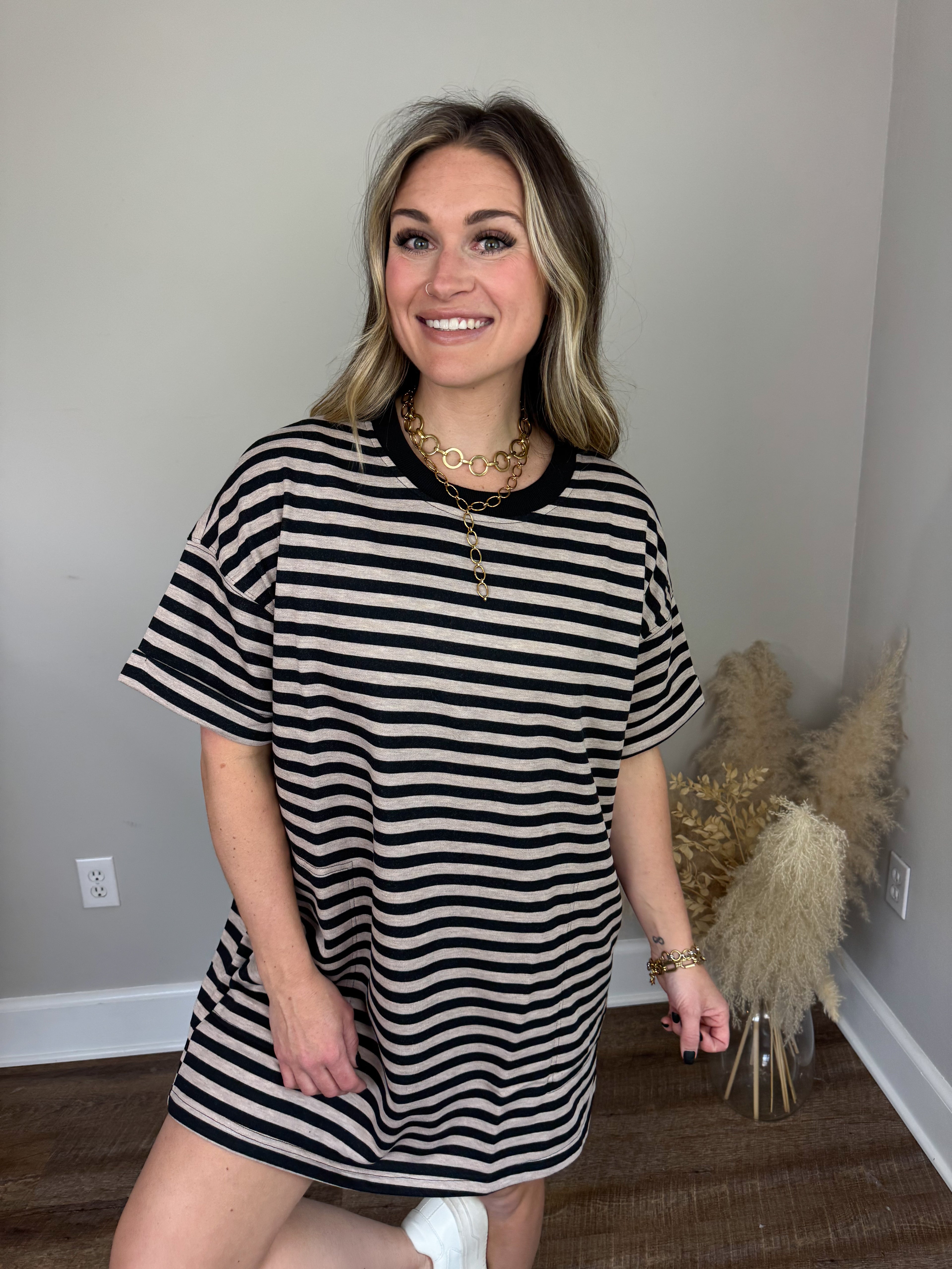 Pink Slush T-Shirt Dress | Oatmeal