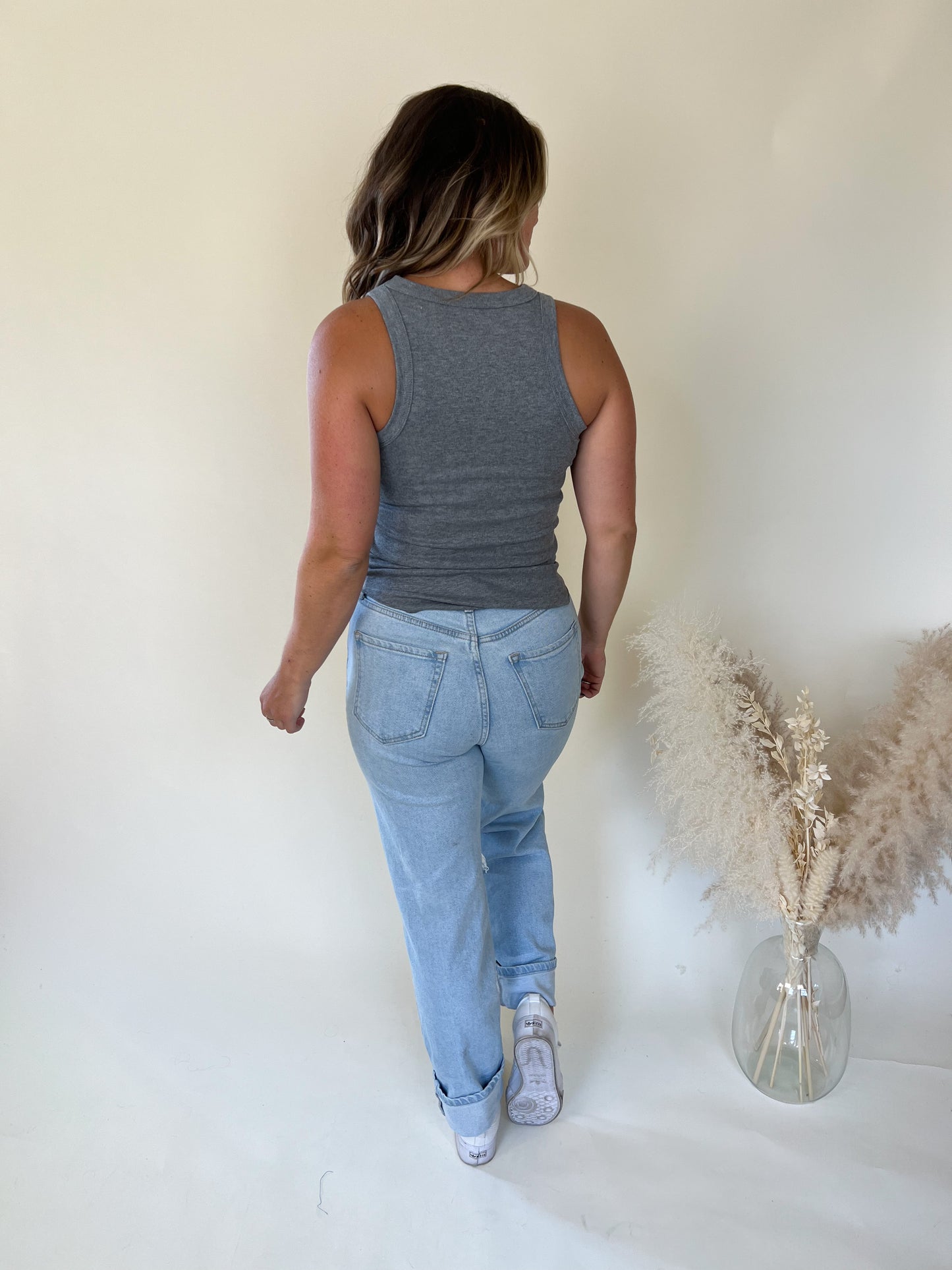 Nikki Ribbed Tank | Grey