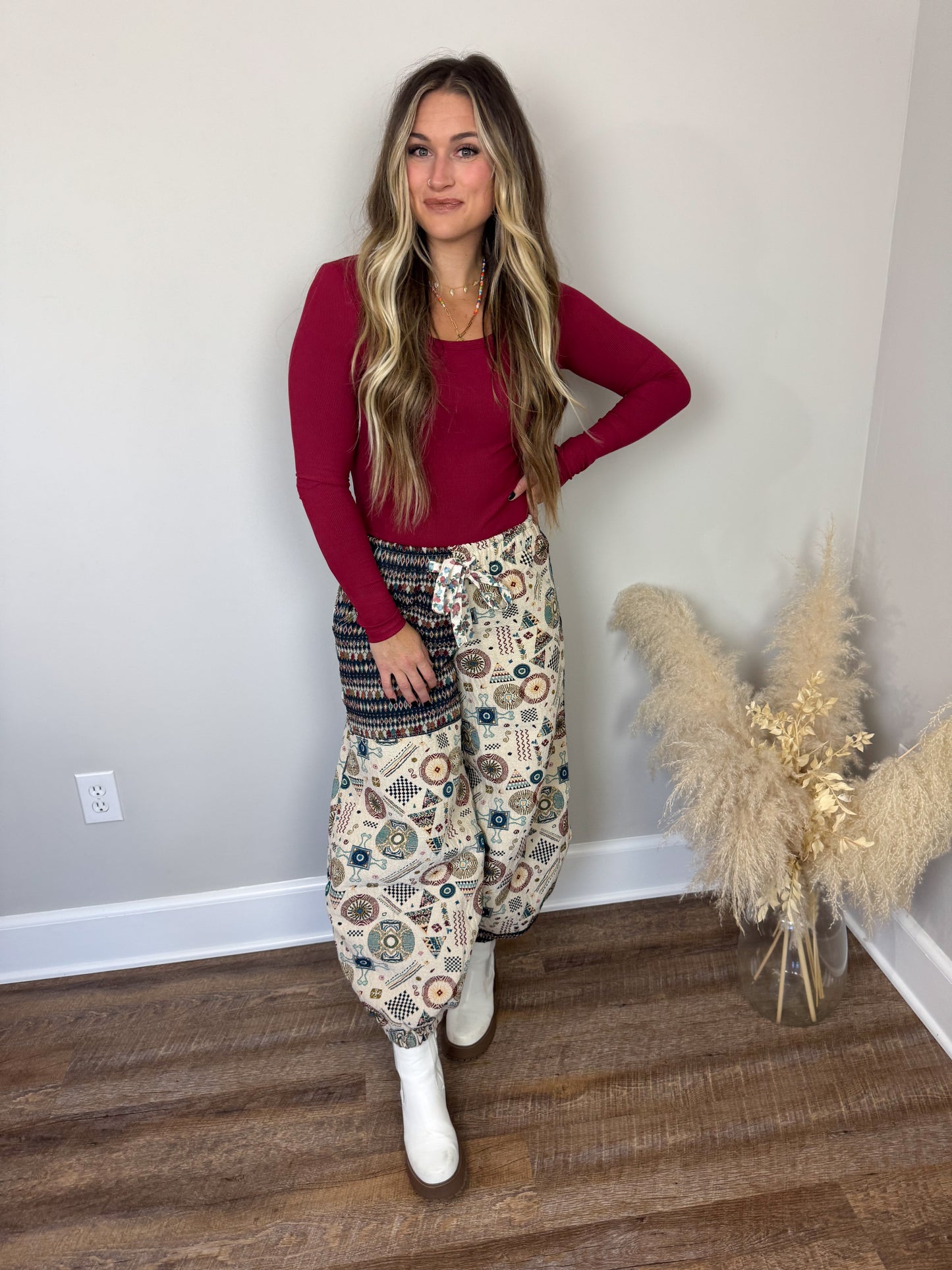 Clark Scoop Neck Long Sleeve | Burgundy