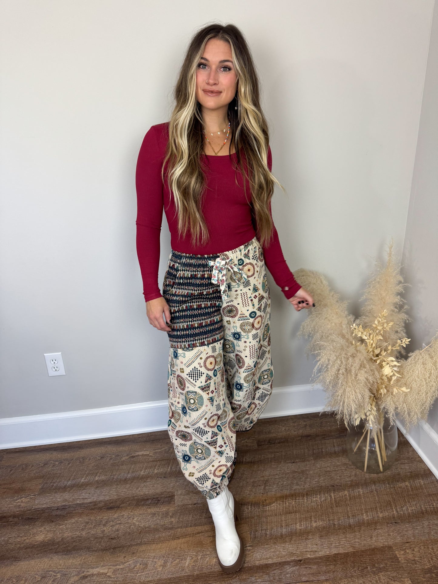 Clark Scoop Neck Long Sleeve | Burgundy