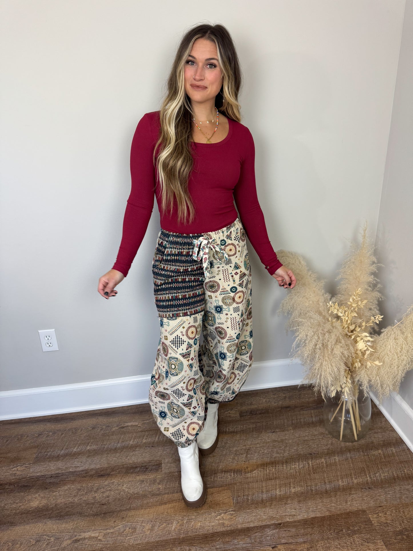 Clark Scoop Neck Long Sleeve | Burgundy