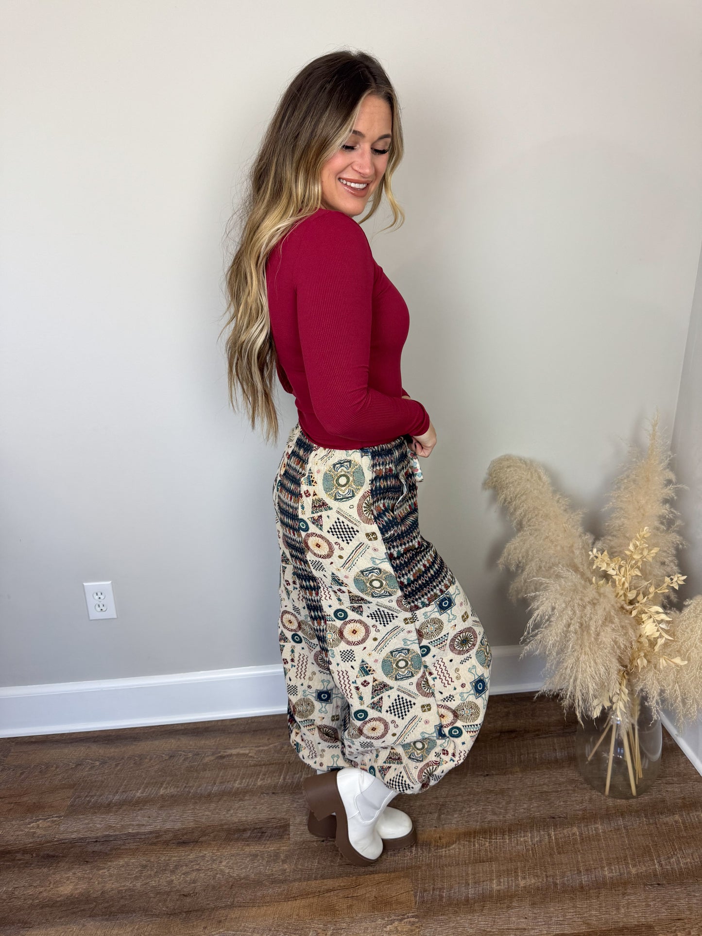 Clark Scoop Neck Long Sleeve | Burgundy