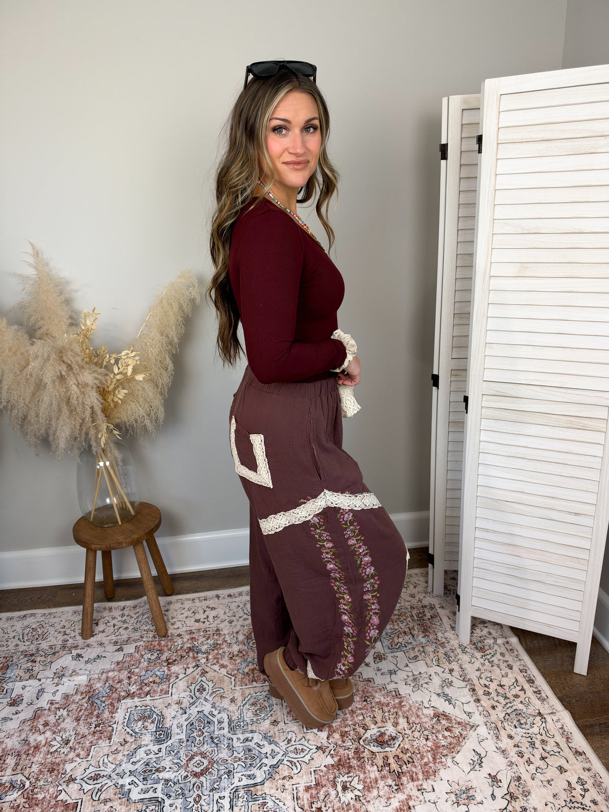 Clark Scoop Neck Long Sleeve | Dark Burgundy
