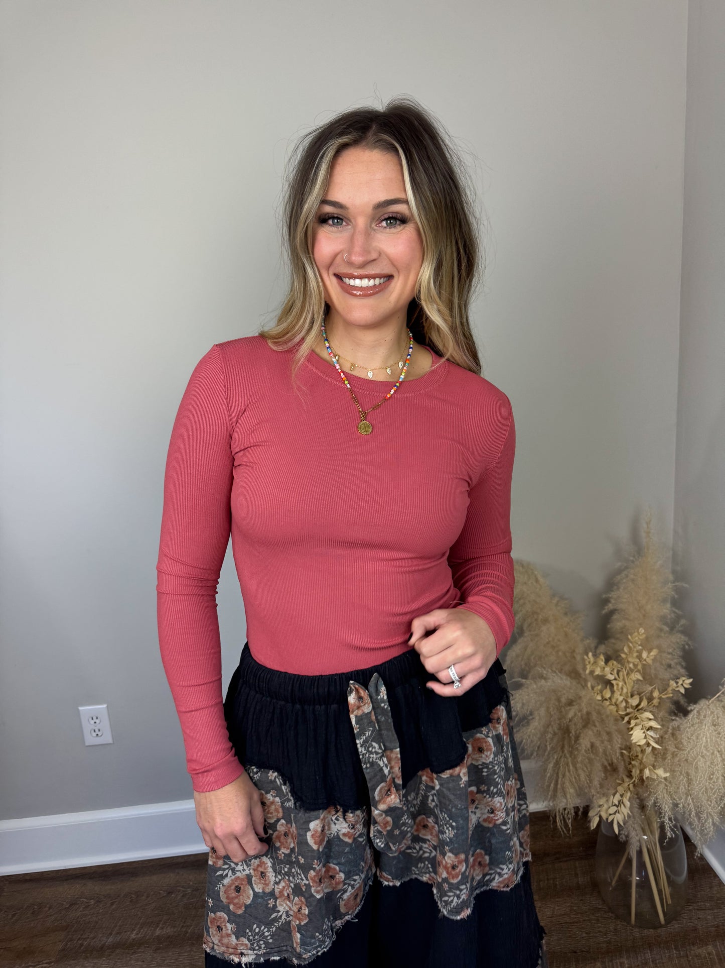 Clark High Neck Long Sleeve | Rose