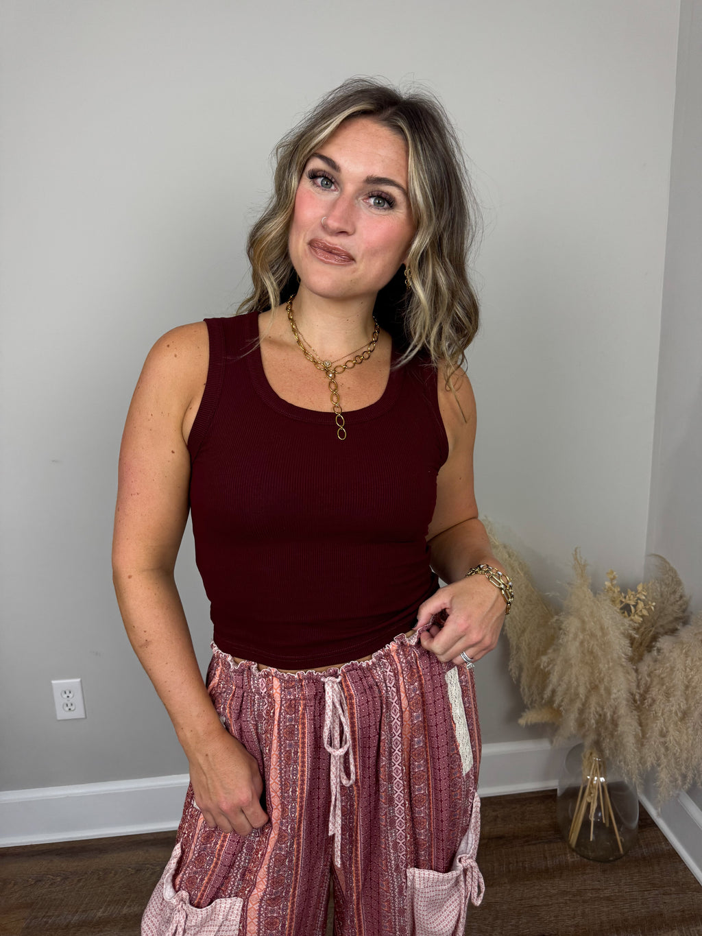 Clark Crop Tank Top | Dark Burgundy