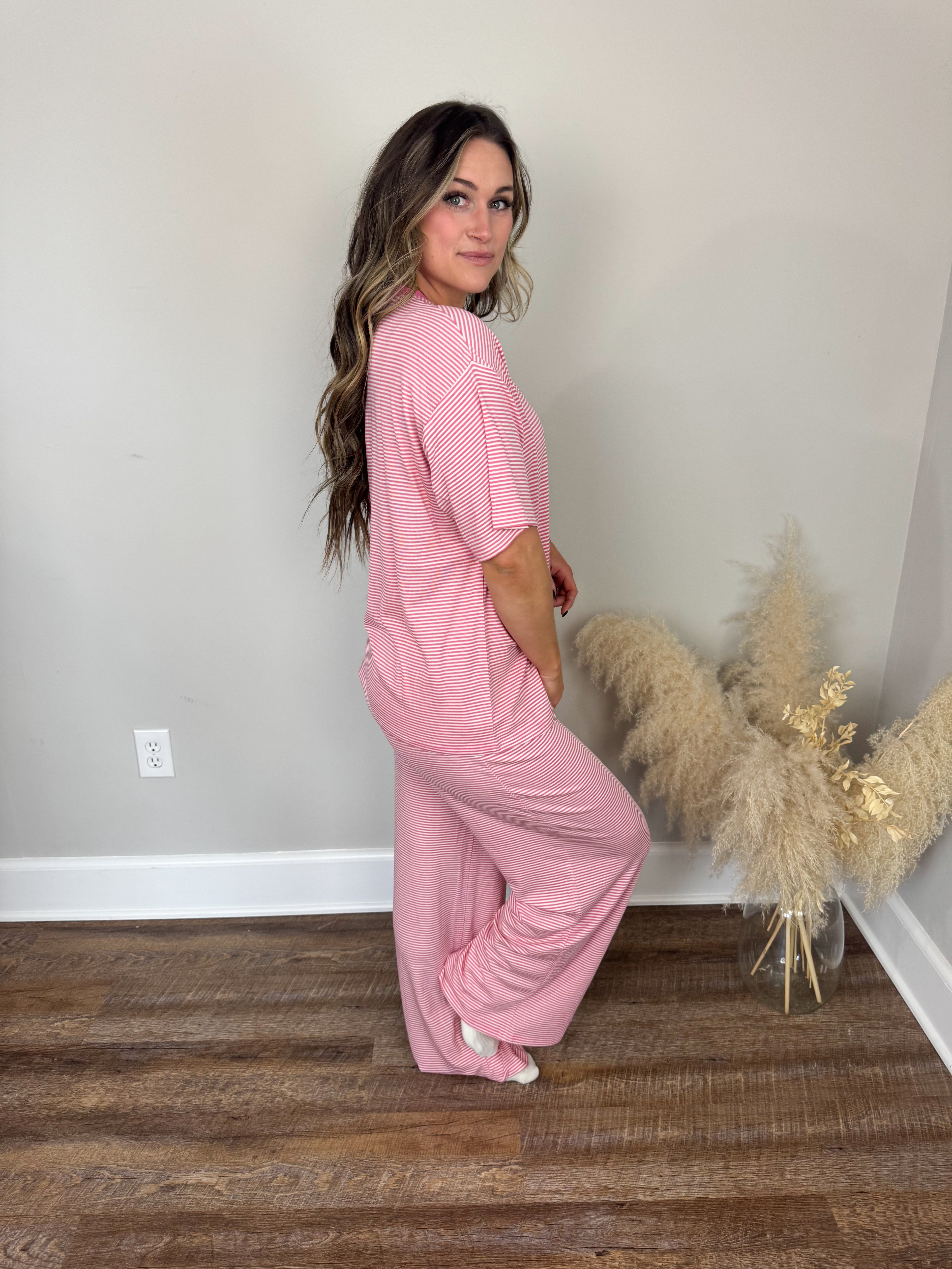 Madi Striped Top | Pink