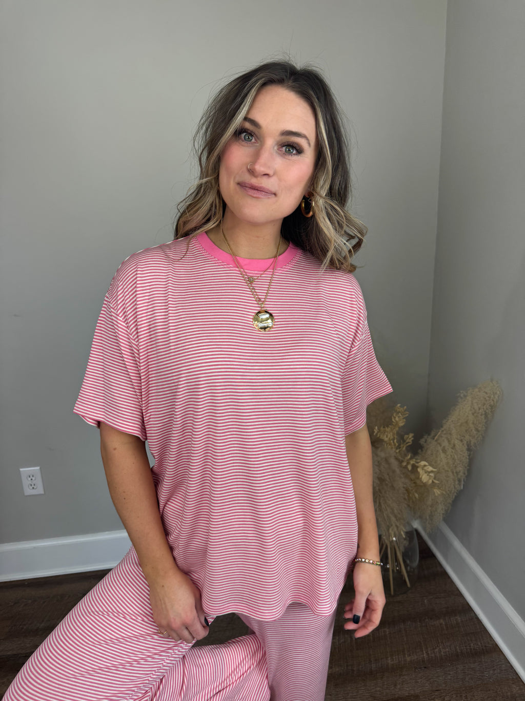 Madi Striped Top | Pink