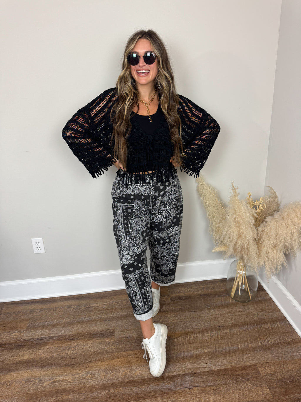 Gilmore Crochet Cardigan | Black