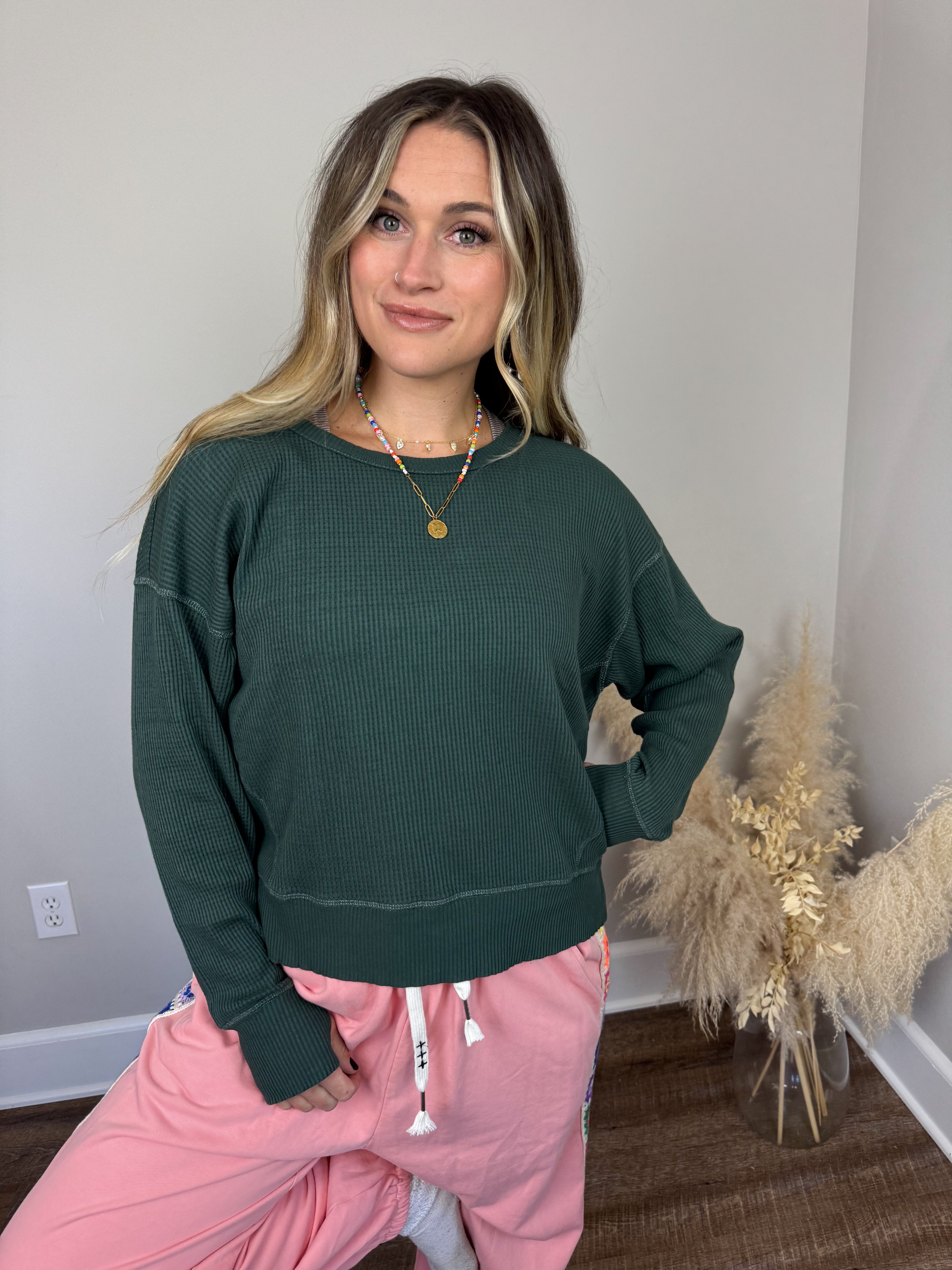 Homebody Waffle Knit Pullover