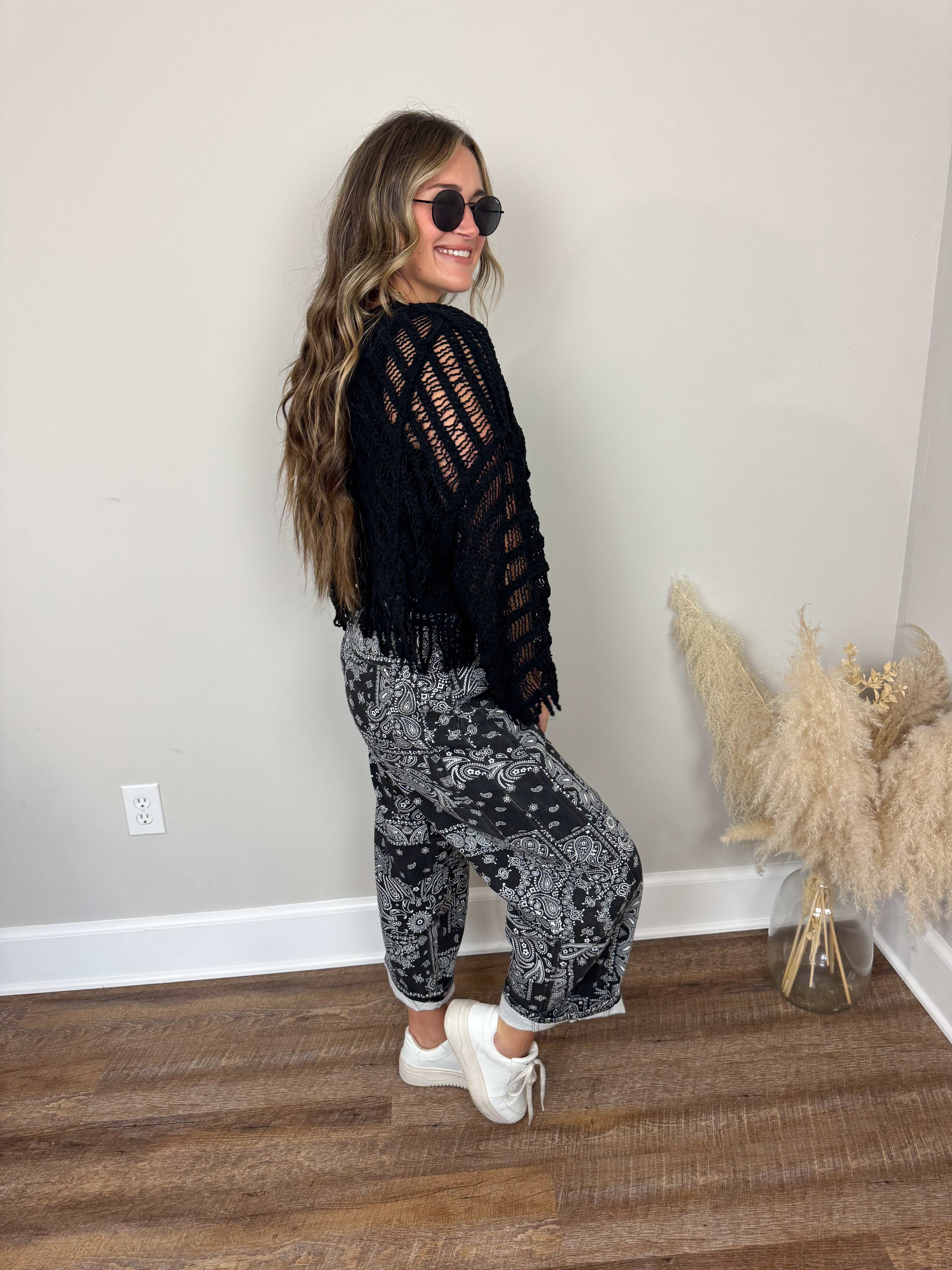 Gilmore Crochet Cardigan | Black
