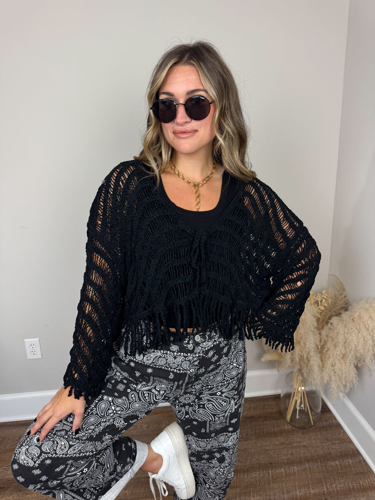 Gilmore Crochet Cardigan | Black