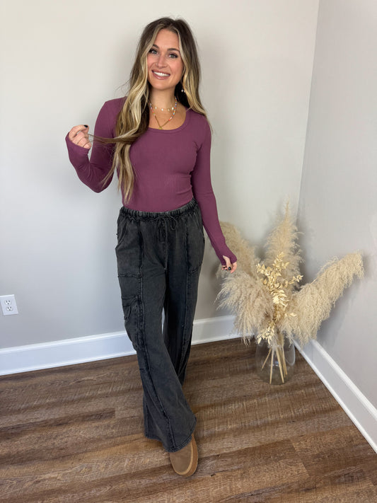 Clark Scoop Neck Long Sleeve | Plum