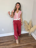 Hayley Striped Vest | Red