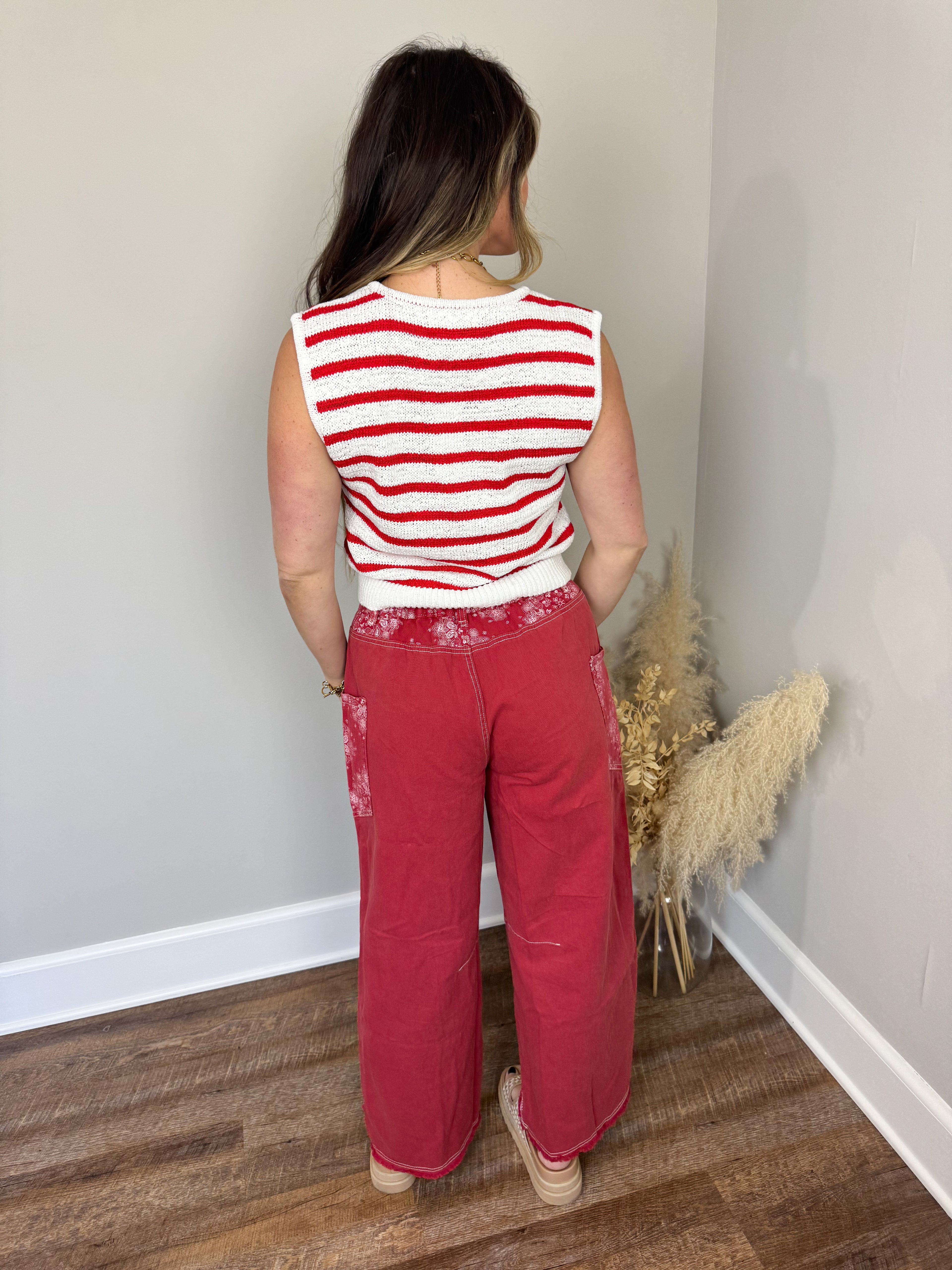 Hayley Striped Vest | Red