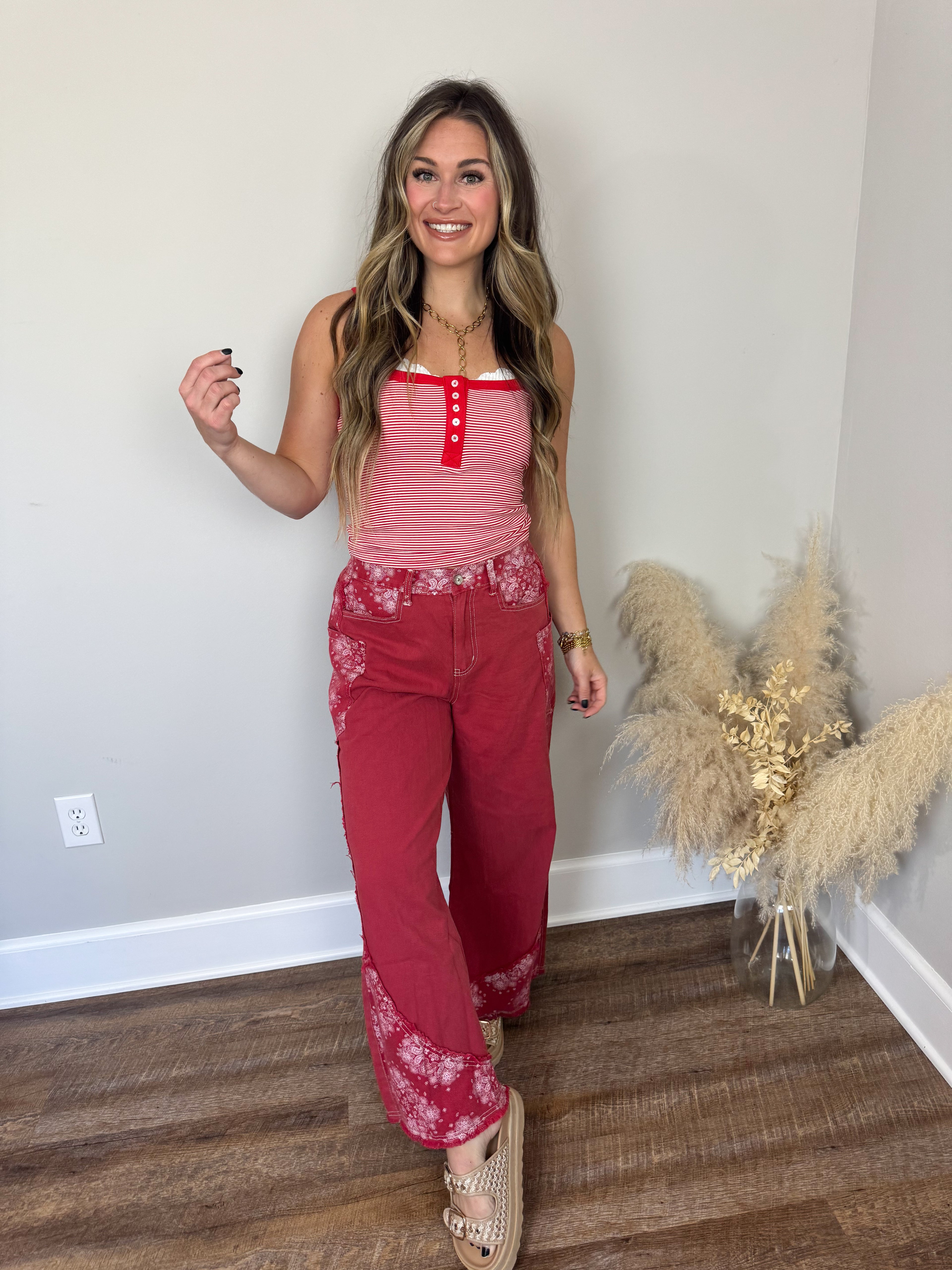 Anchor Striped Top | Red