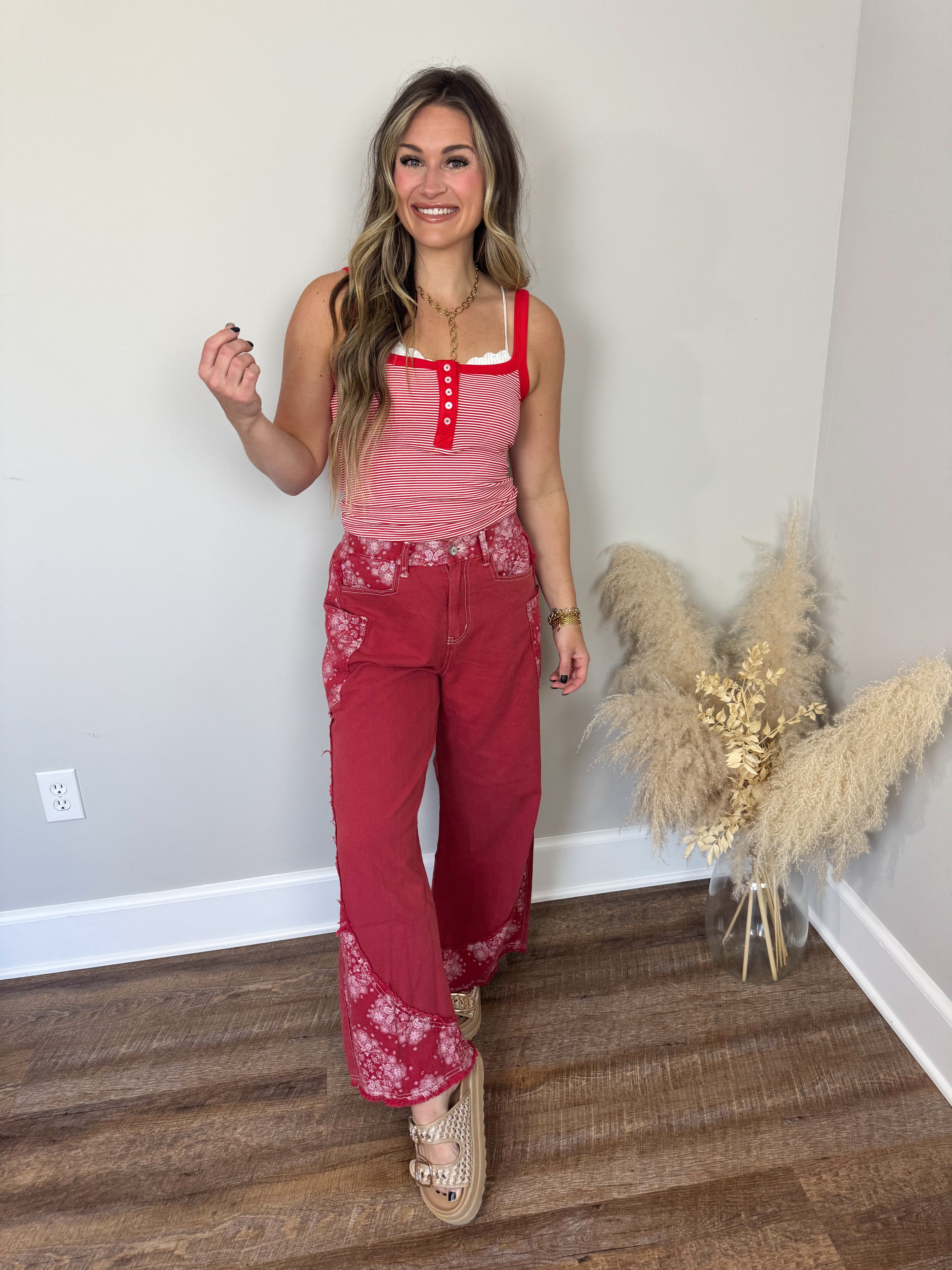 Anchor Striped Top | Red