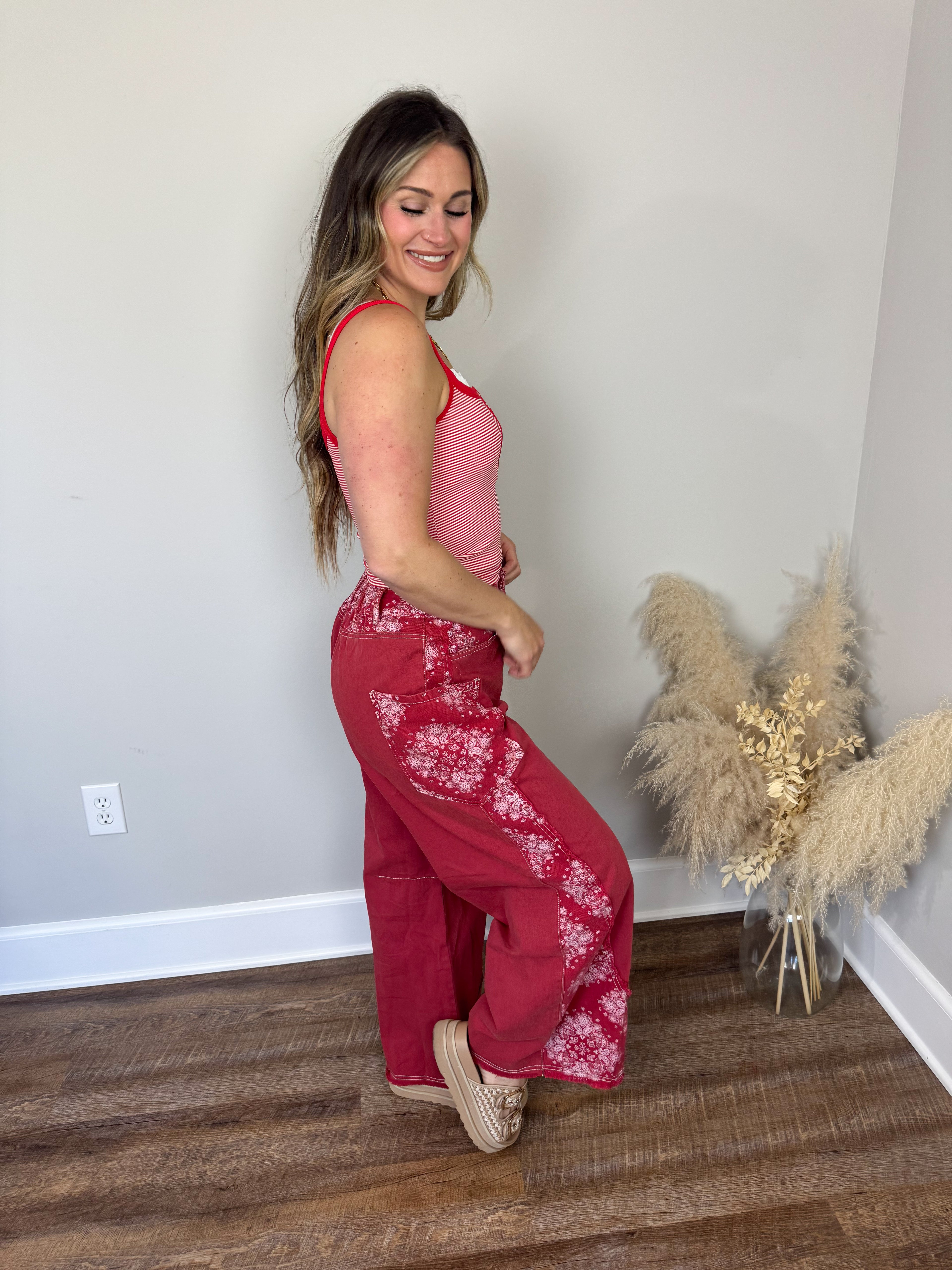 Anchor Striped Top | Red