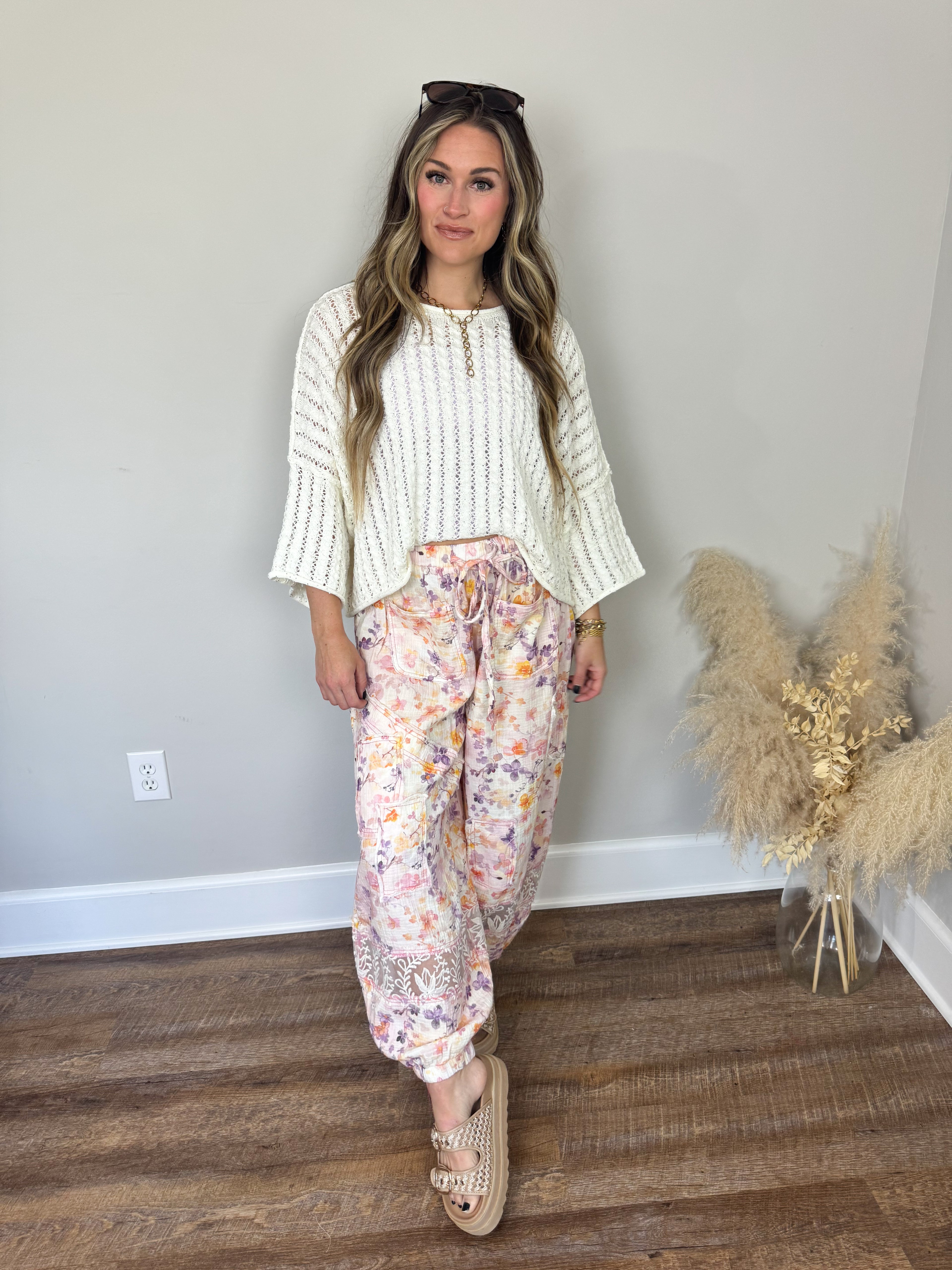 Green Eyes Crochet Sweater | Ivory