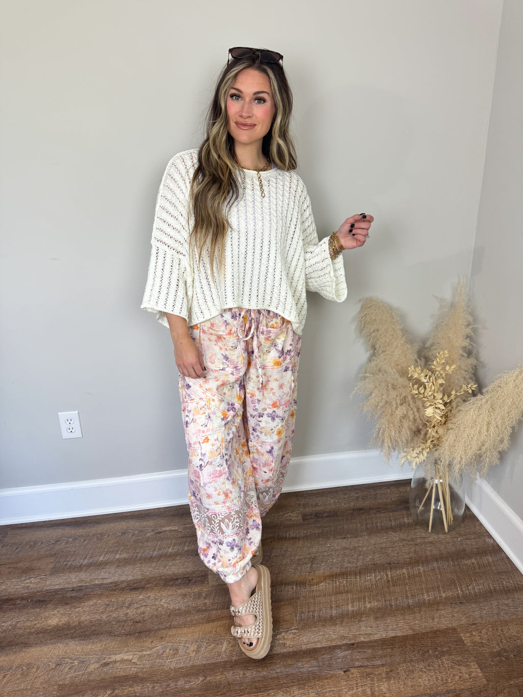 Green Eyes Crochet Sweater | Ivory