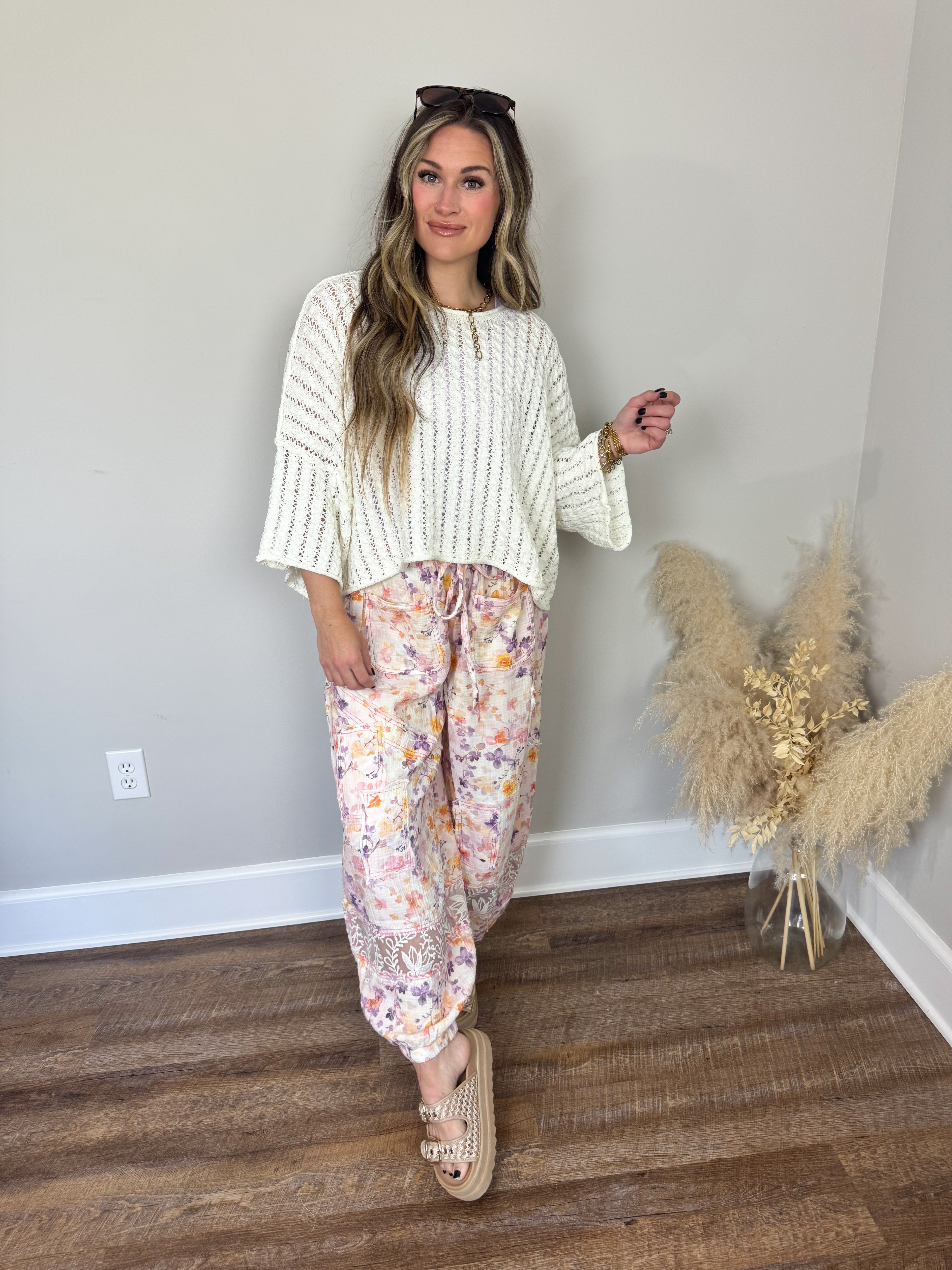 Green Eyes Crochet Sweater | Ivory
