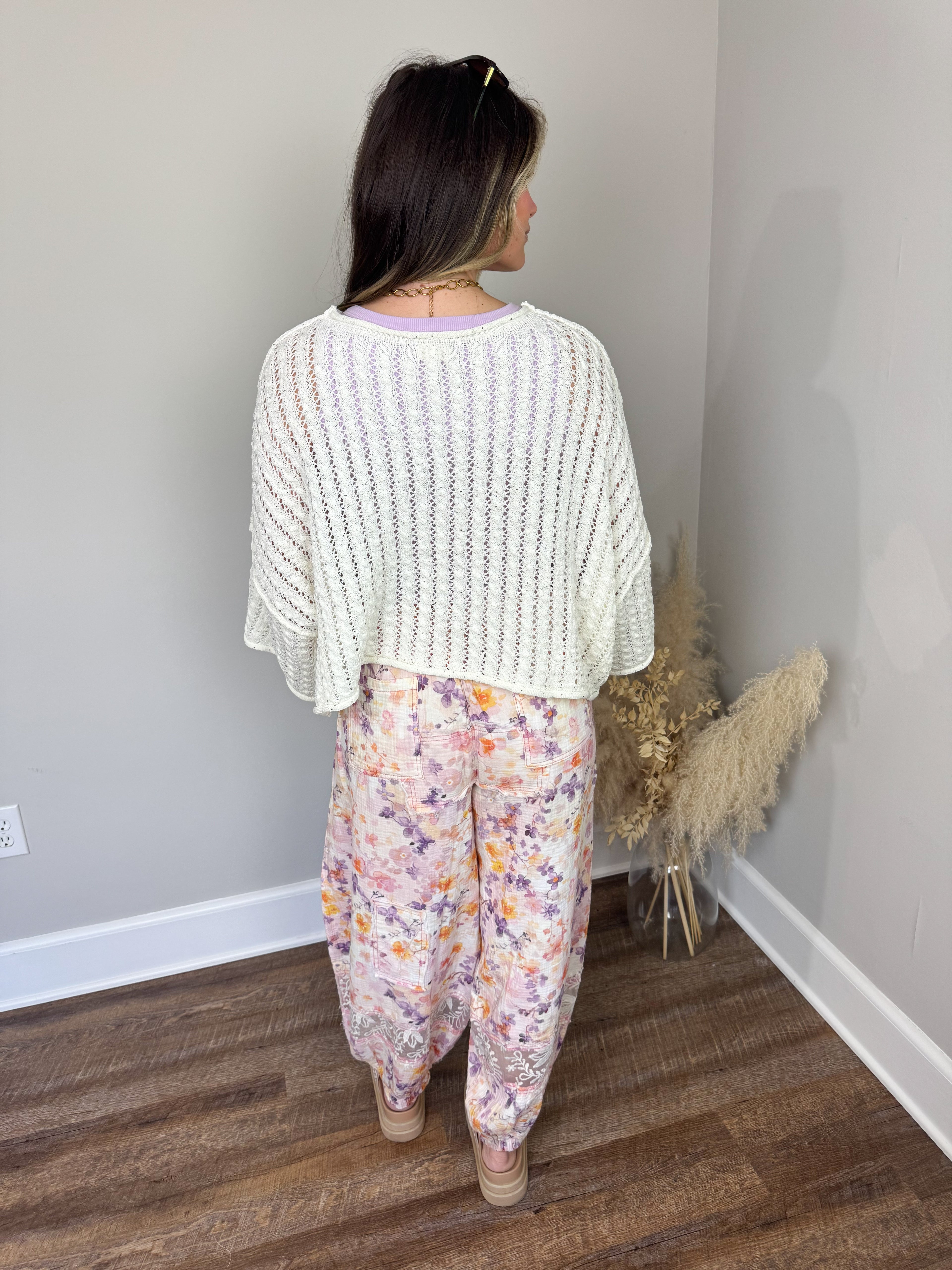 Green Eyes Crochet Sweater | Ivory