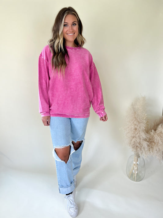 Kasey Corded Pullover | Pink