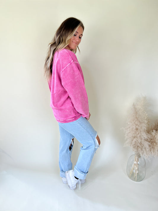 Kasey Corded Pullover | Pink