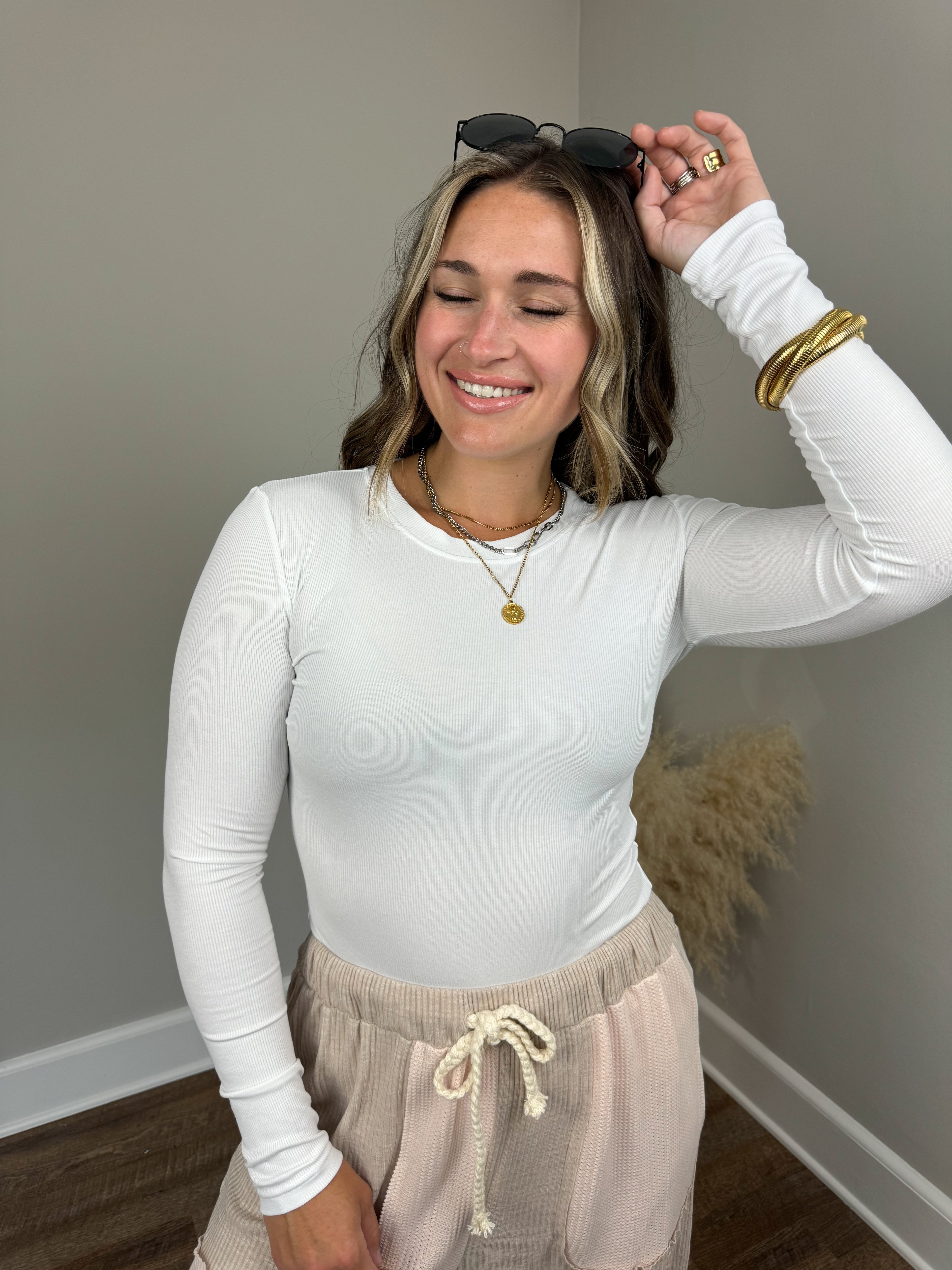 Clark High Neck Long Sleeve | White