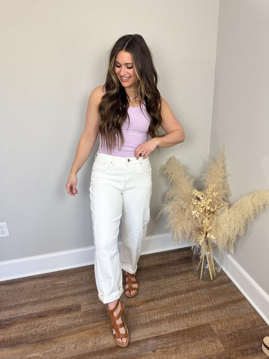 Risen Barrel Jeans | White