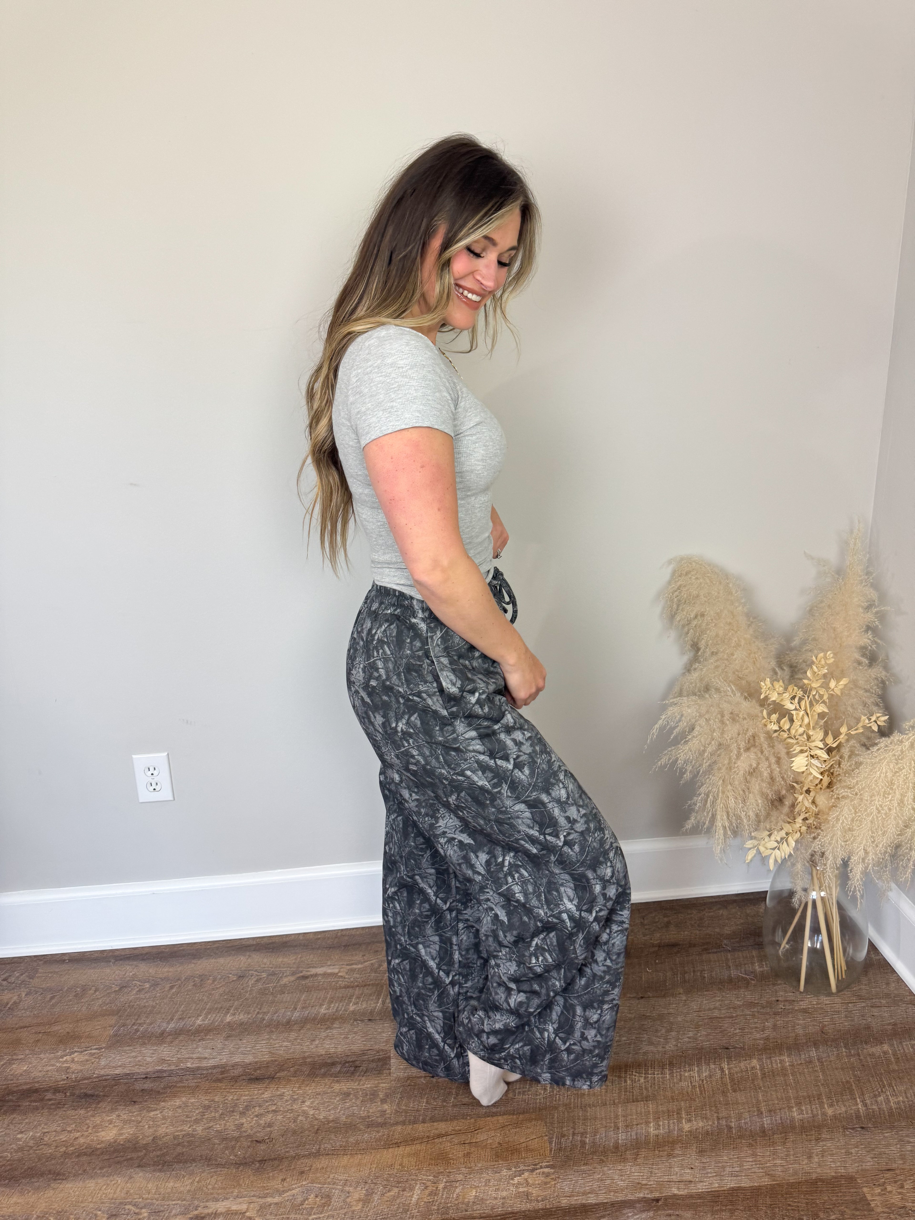 Boston Camo Wide Leg Pants | Black