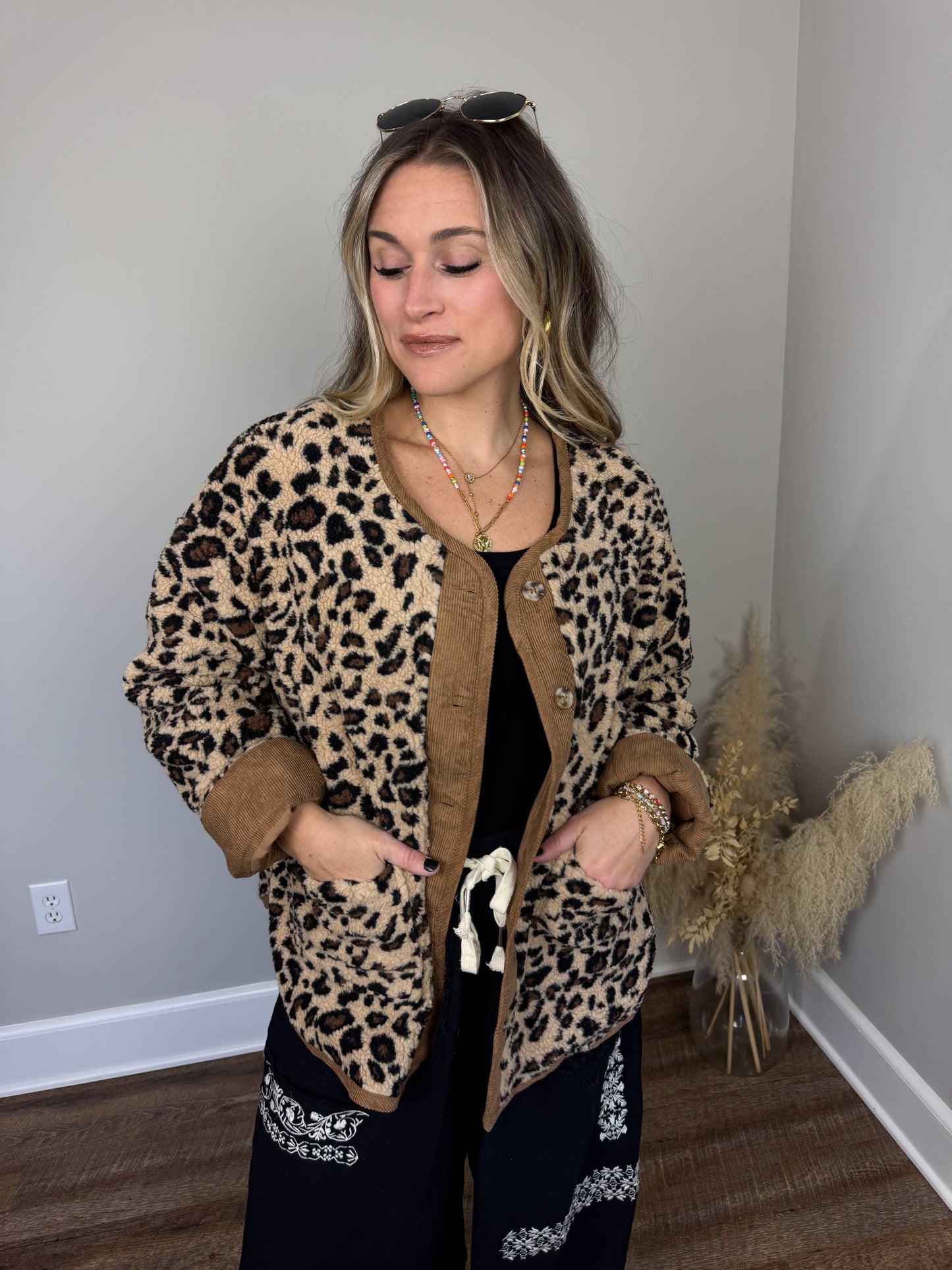 Hawkins Leopard Sherpa Jacket