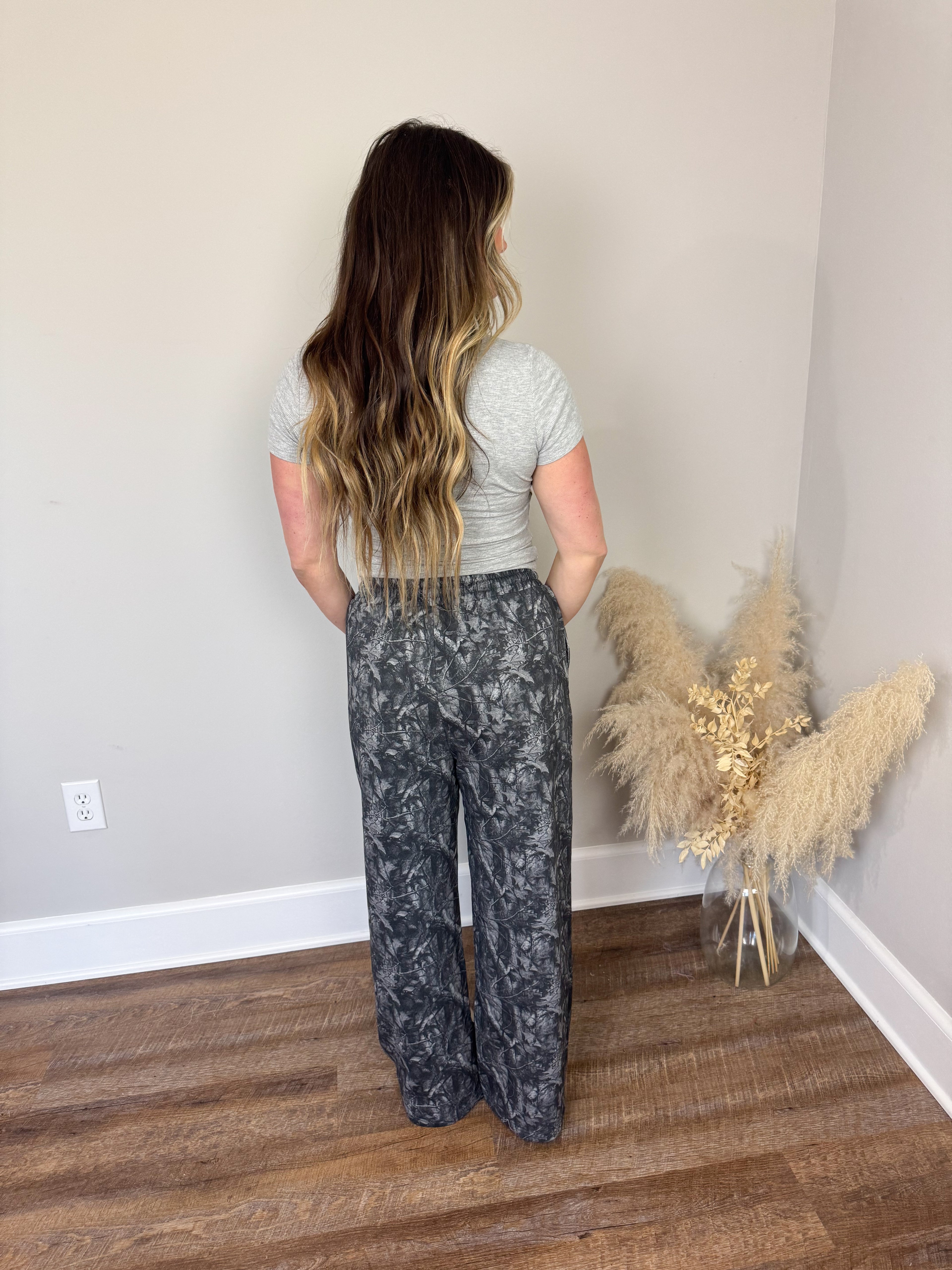 Boston Camo Wide Leg Pants | Black