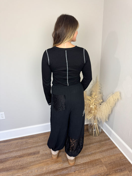 Ivy Long Sleeve Top | Black