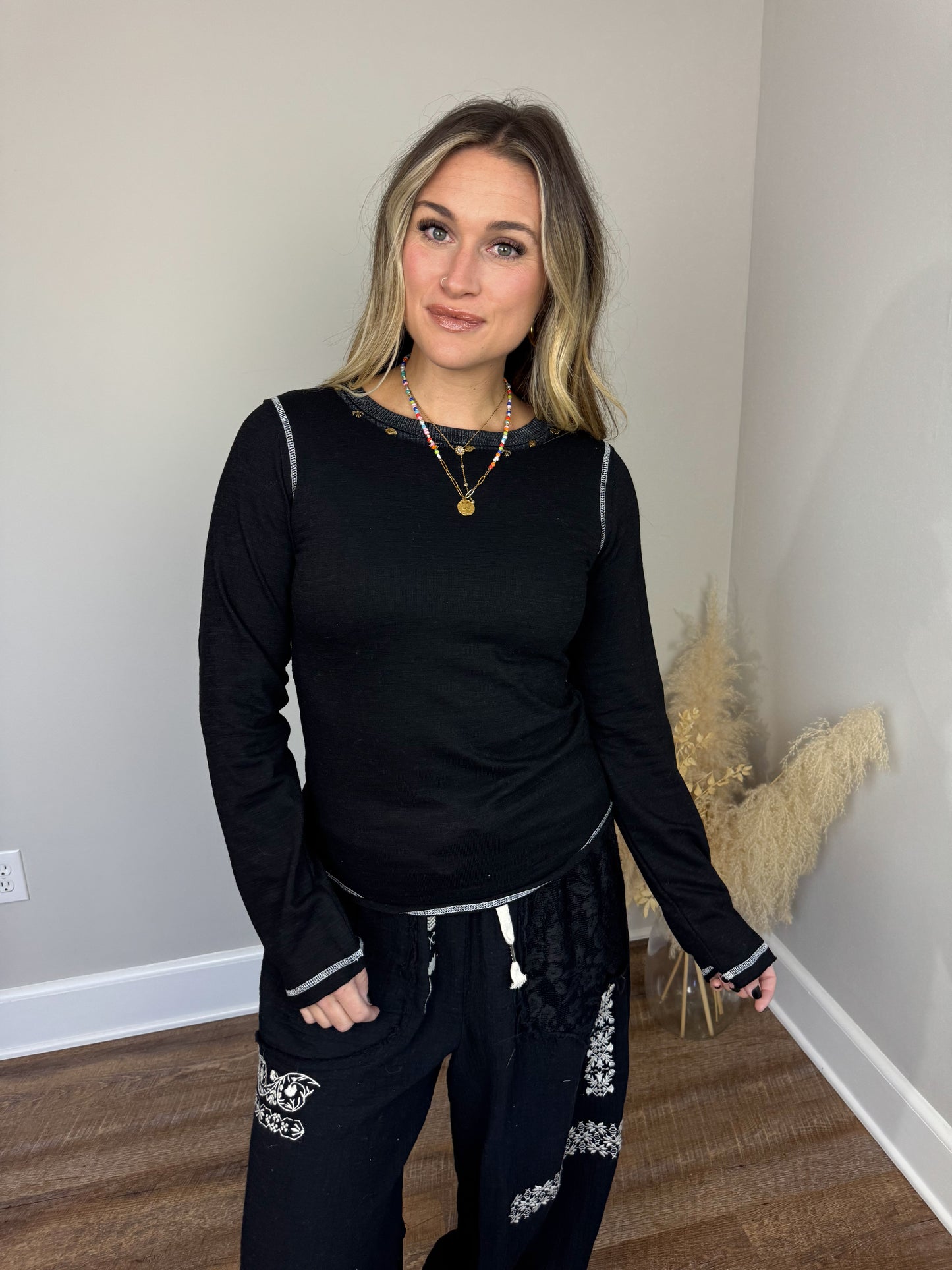 Ivy Long Sleeve Top | Black