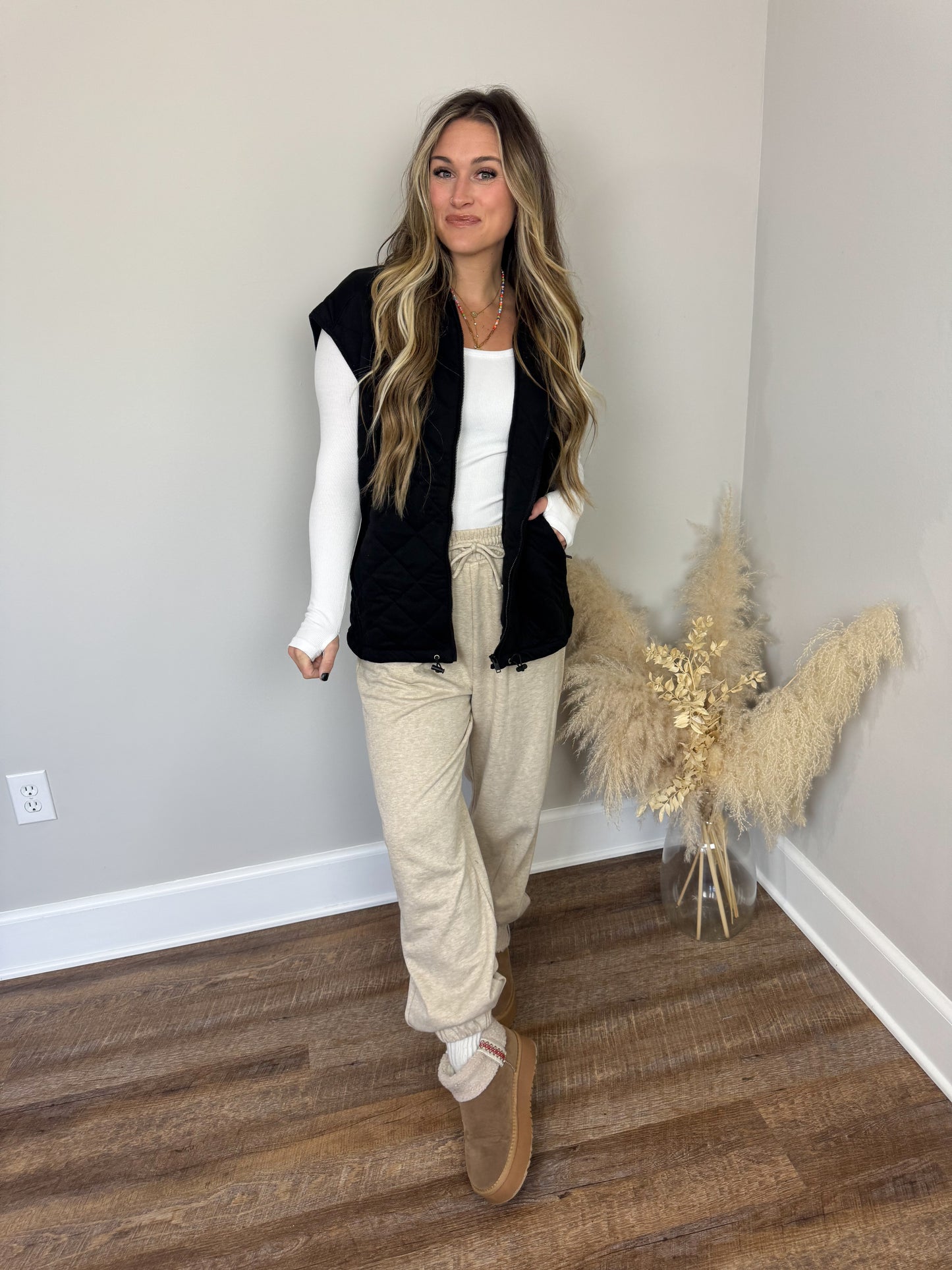 Calum Quilted Vest | Black