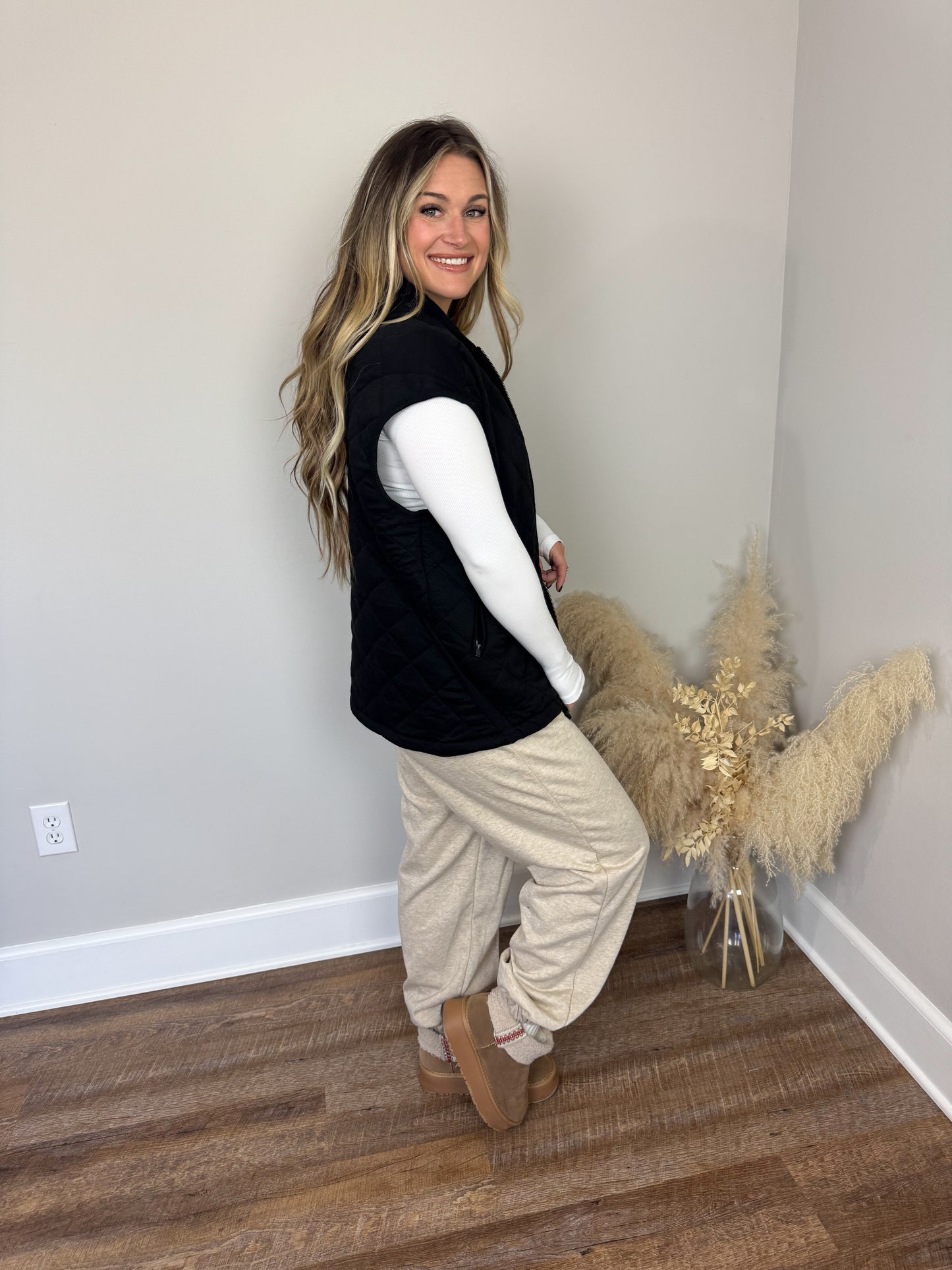 Calum Quilted Vest | Black