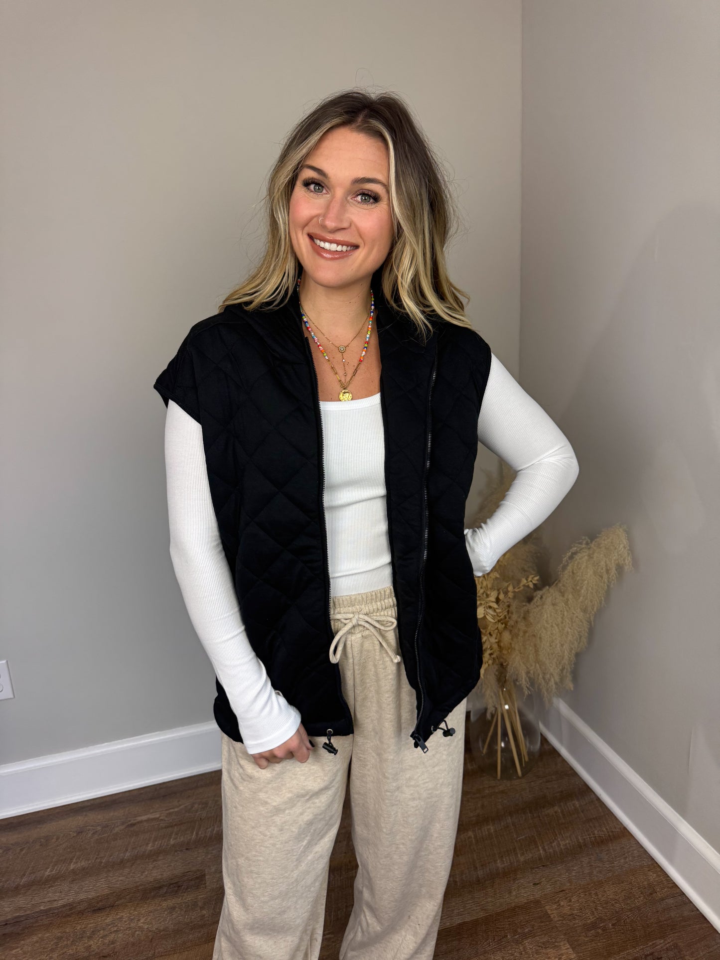 Calum Quilted Vest | Black