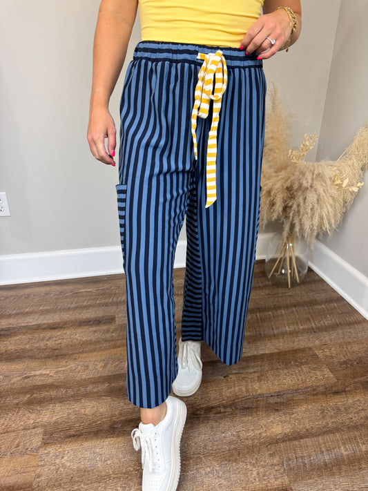 Chelsey Striped Pants | Blue