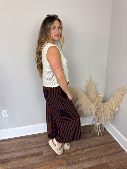 Chelsey Striped Pants | Chestnut