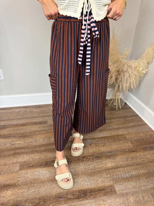 Chelsey Striped Pants | Chestnut