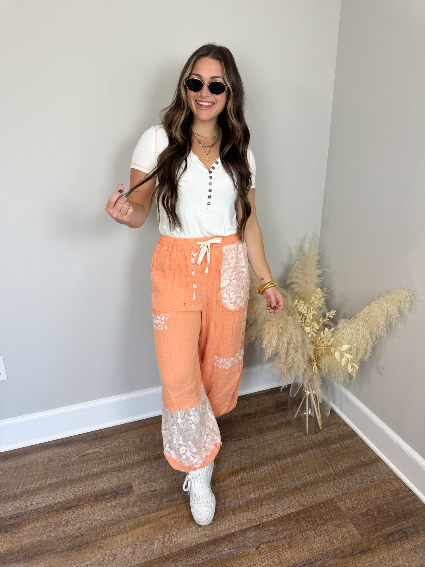 Silence Gauze Pants | Peach