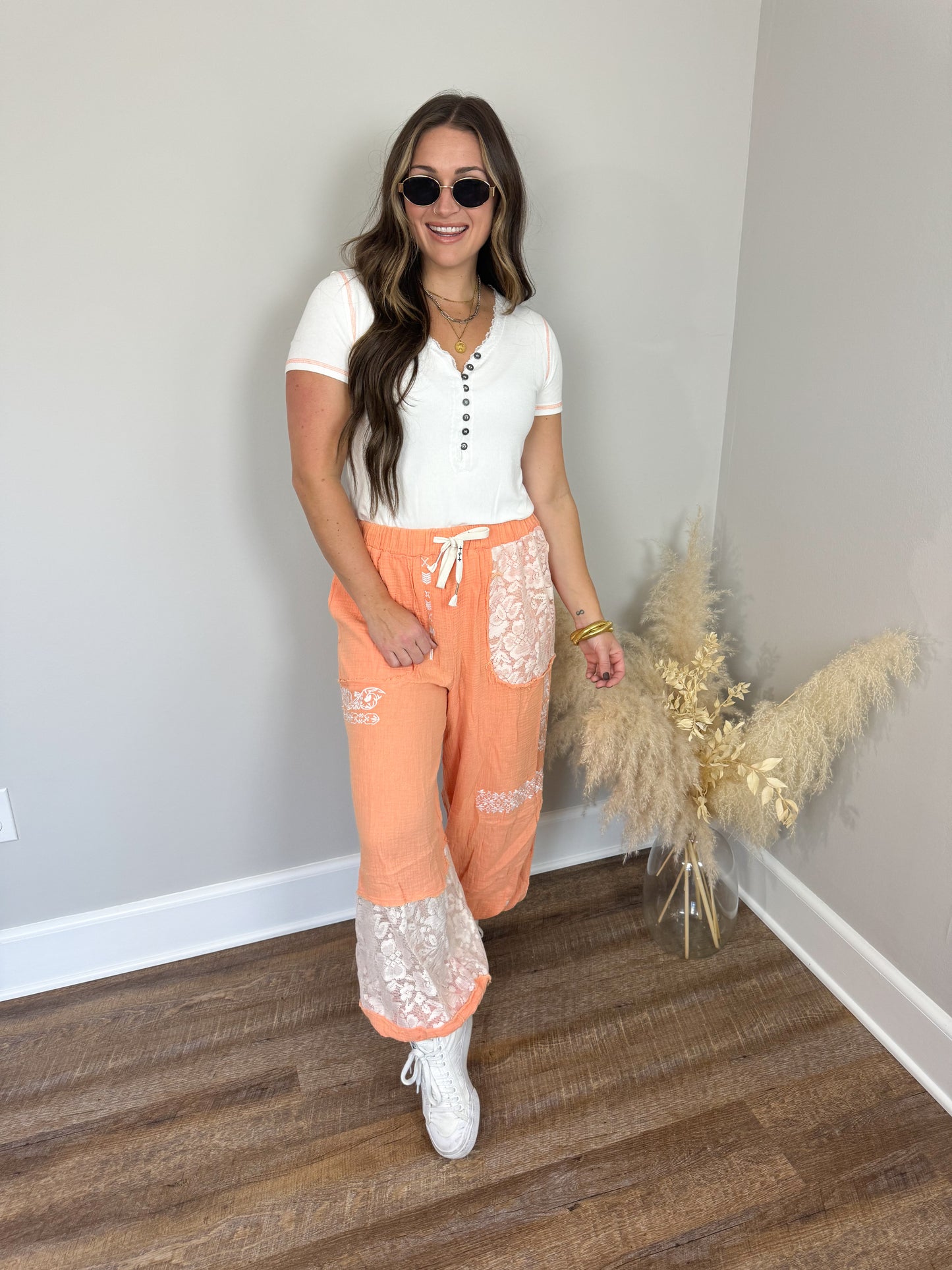 Silence Gauze Pants | Peach