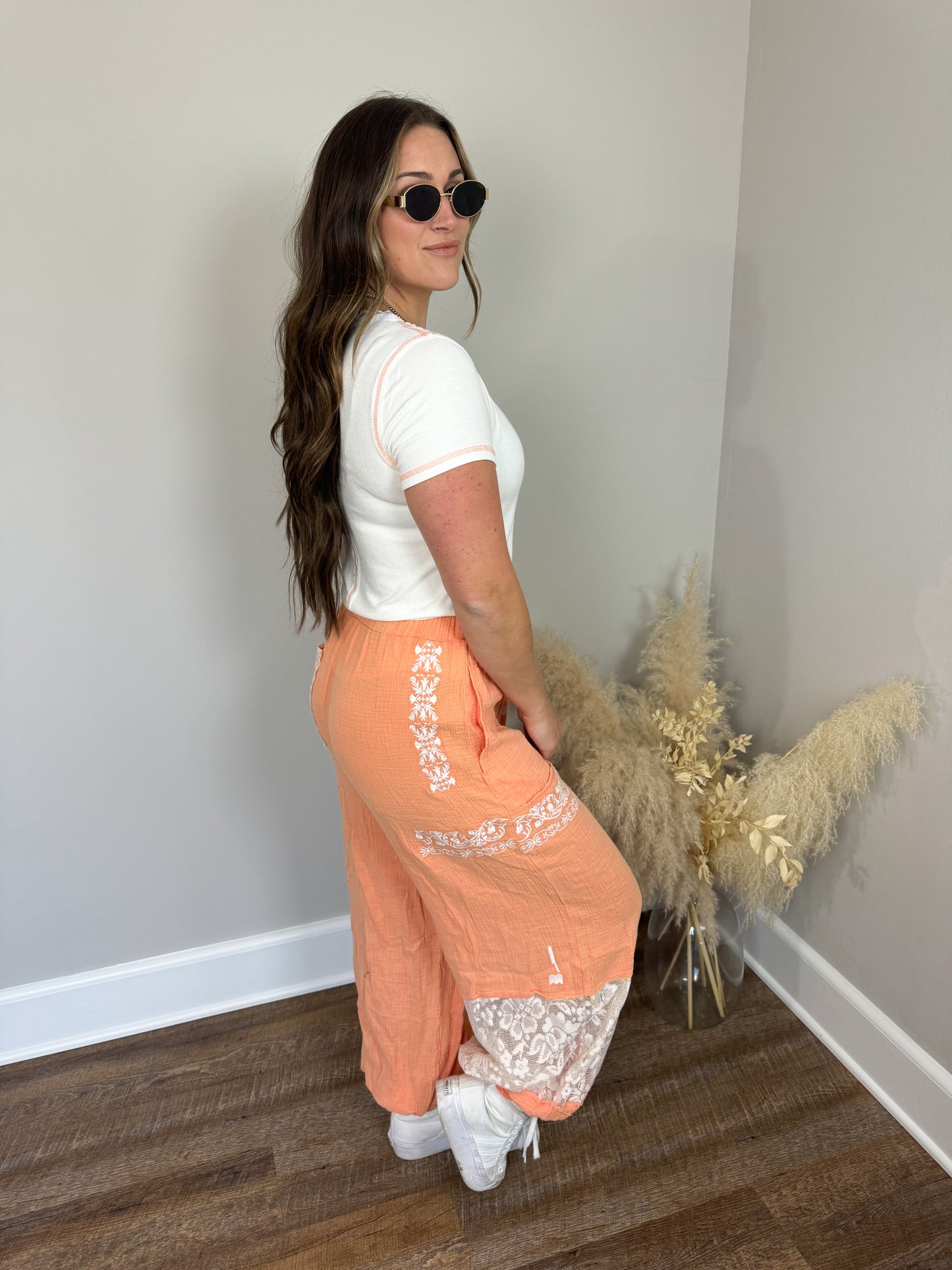 Silence Gauze Pants | Peach