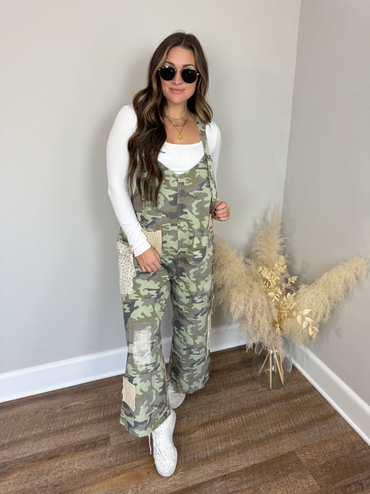 All Along Patchwork Overalls | Camo