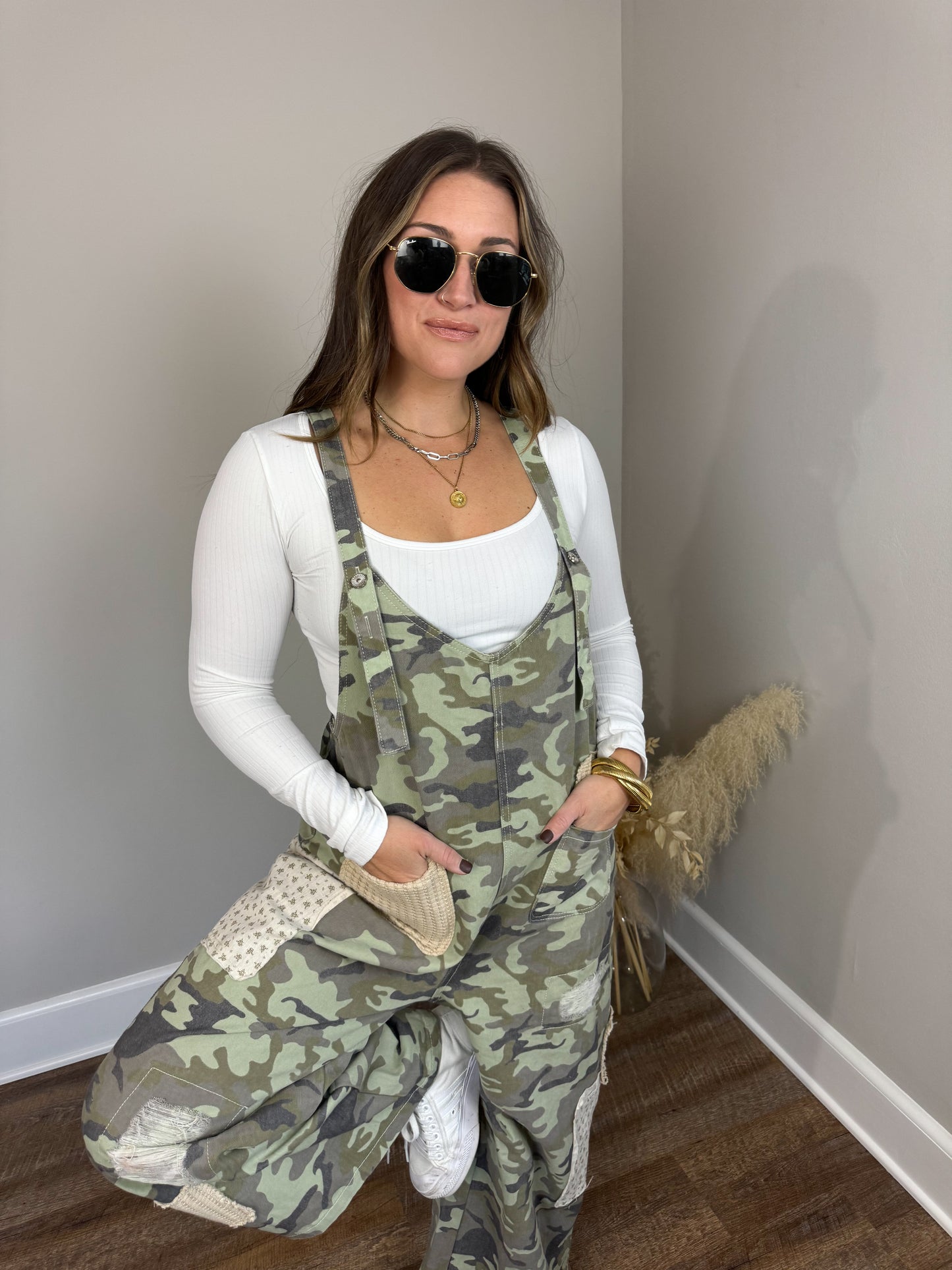 All Along Patchwork Overalls | Camo