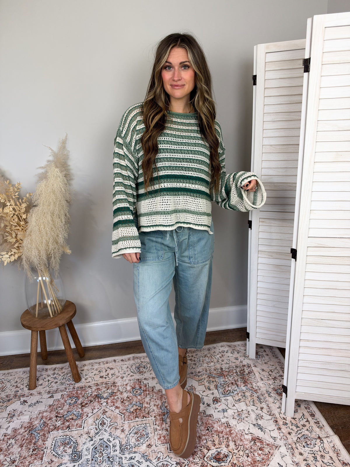 Brighton Striped Sweater | Pine