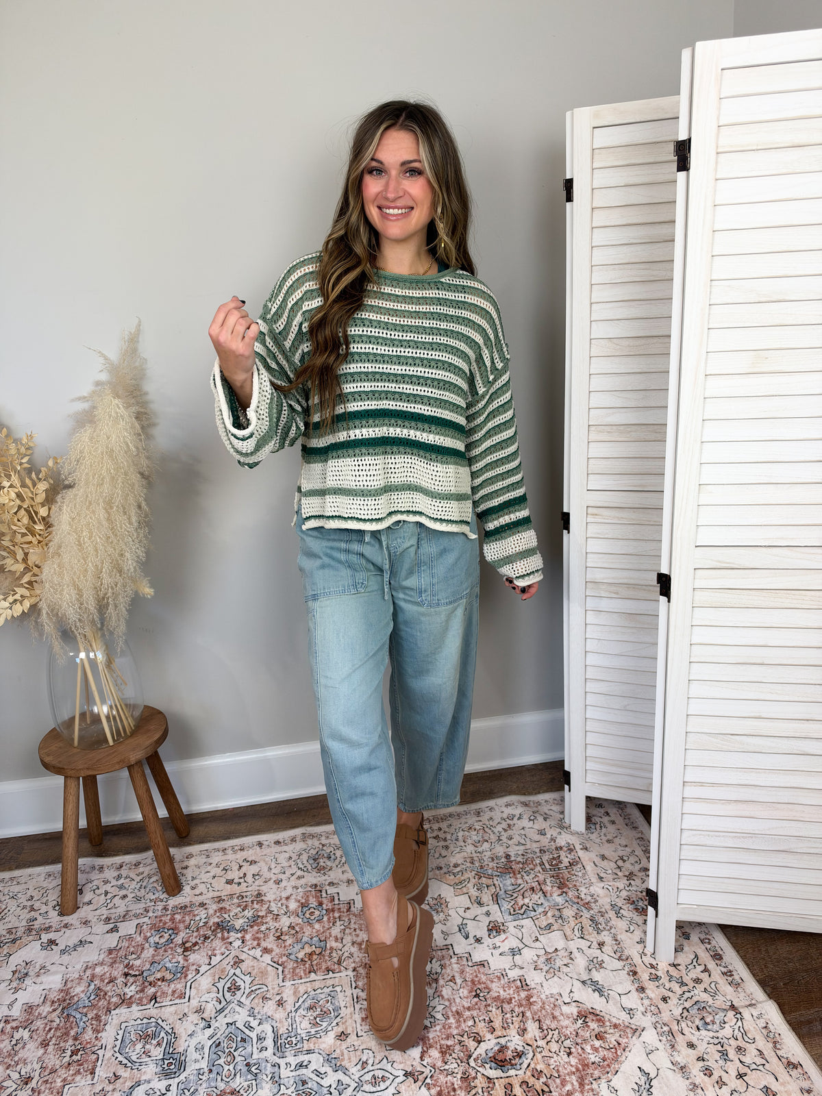Brighton Striped Sweater | Pine