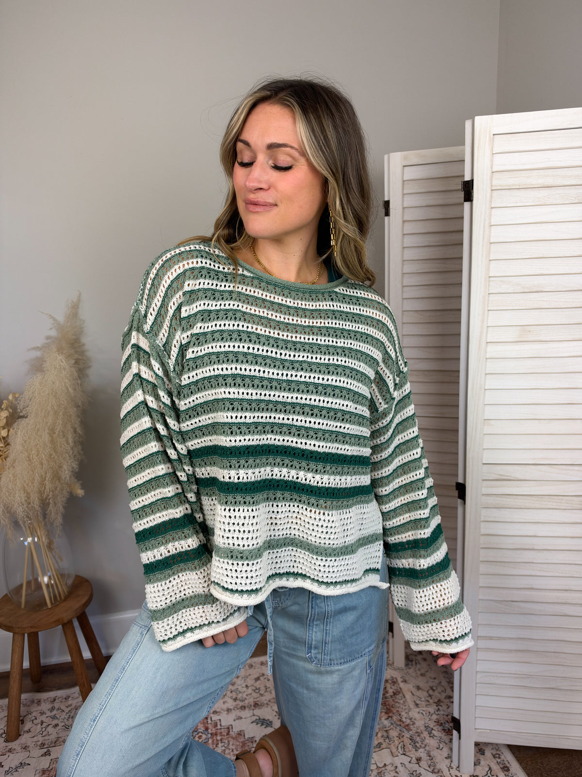 Brighton Striped Sweater | Pine