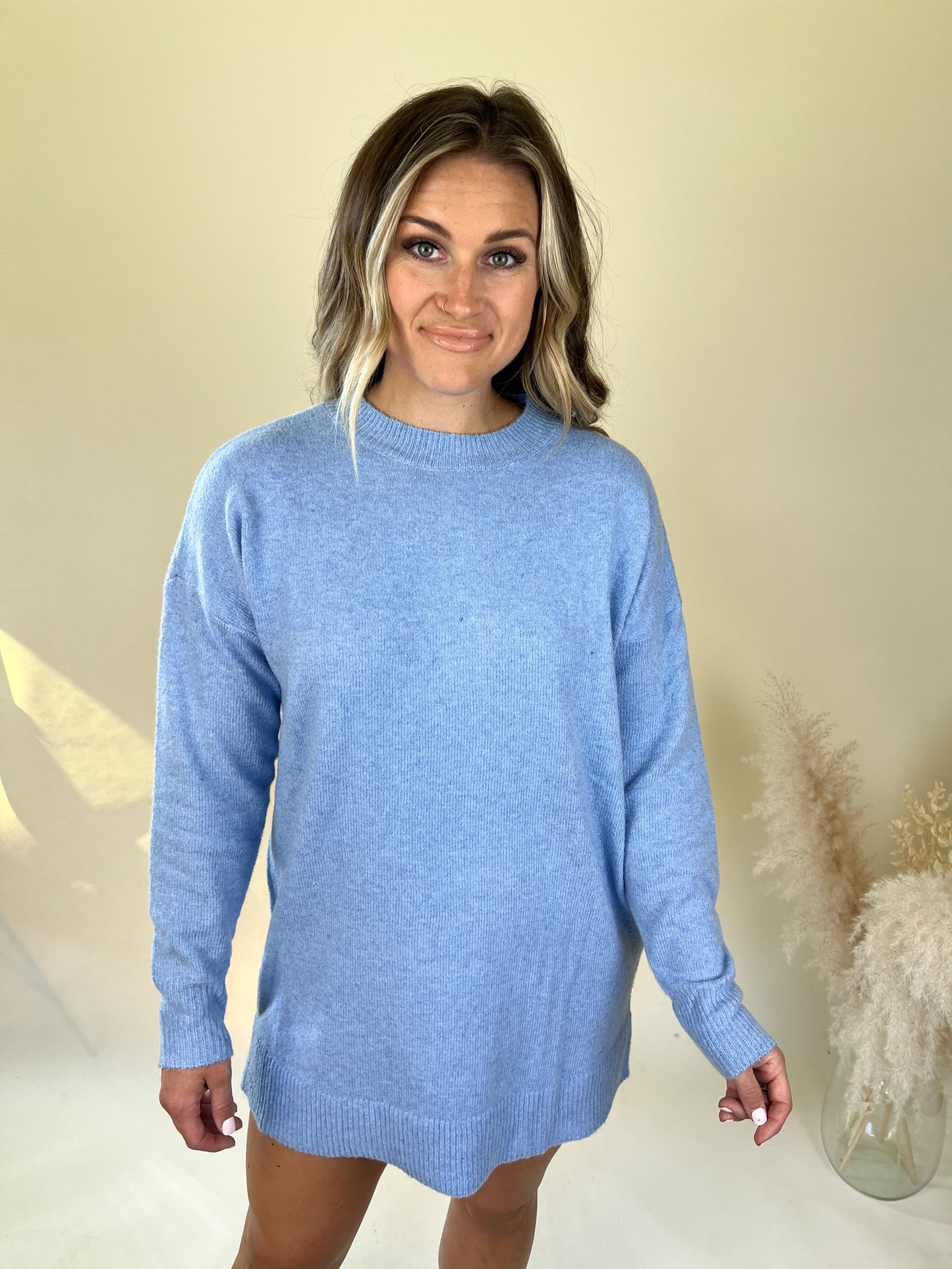Fall Nights Sweater Dress | Light Blue FINAL SALE